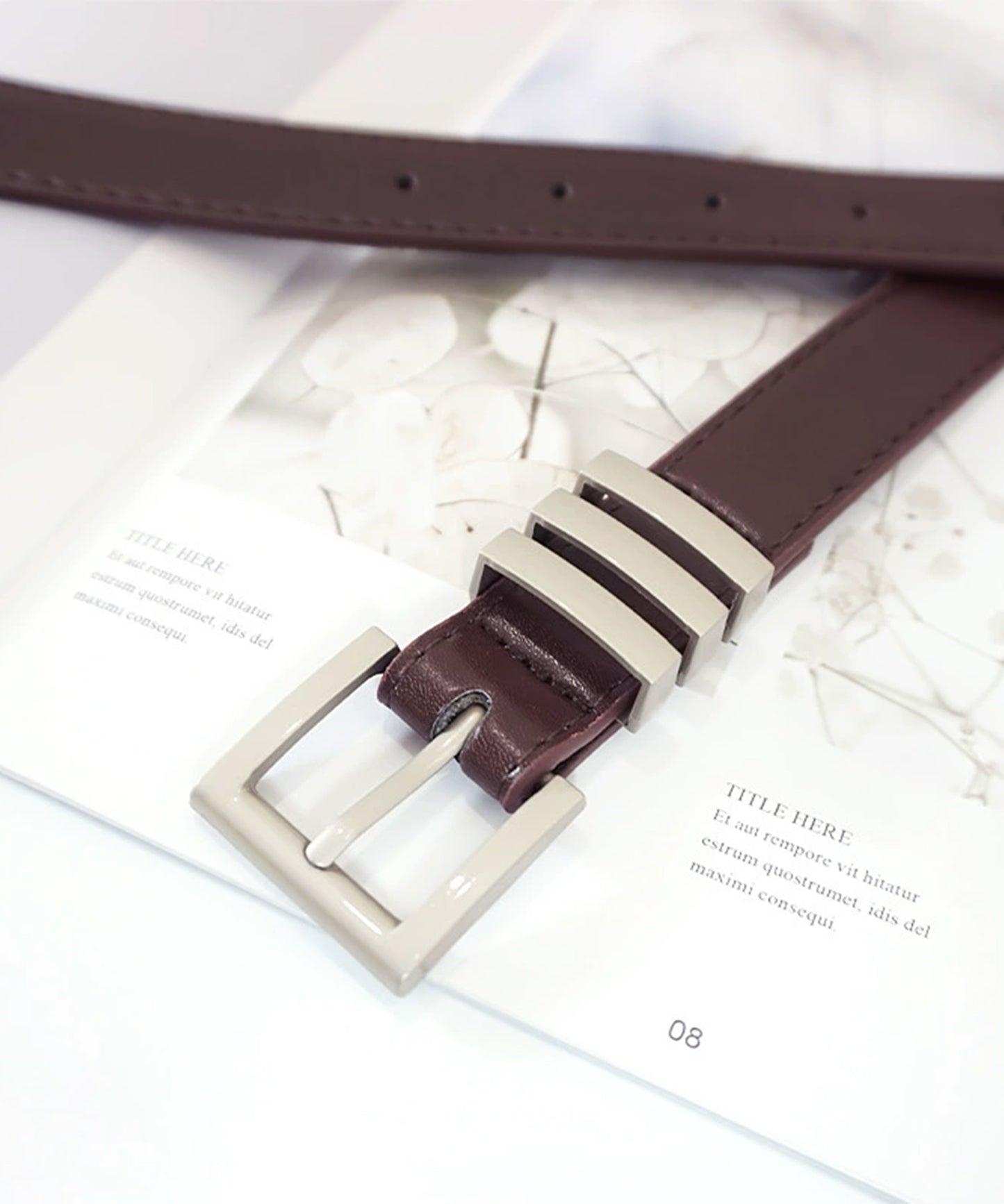 レザー調 スクエア バックル シンプル ベルト