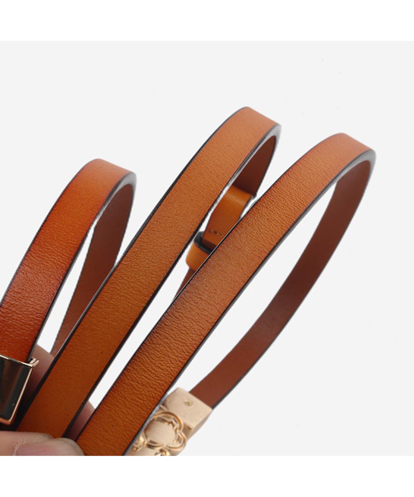 レザー調 パール ビジュー バックル スリム ベルト