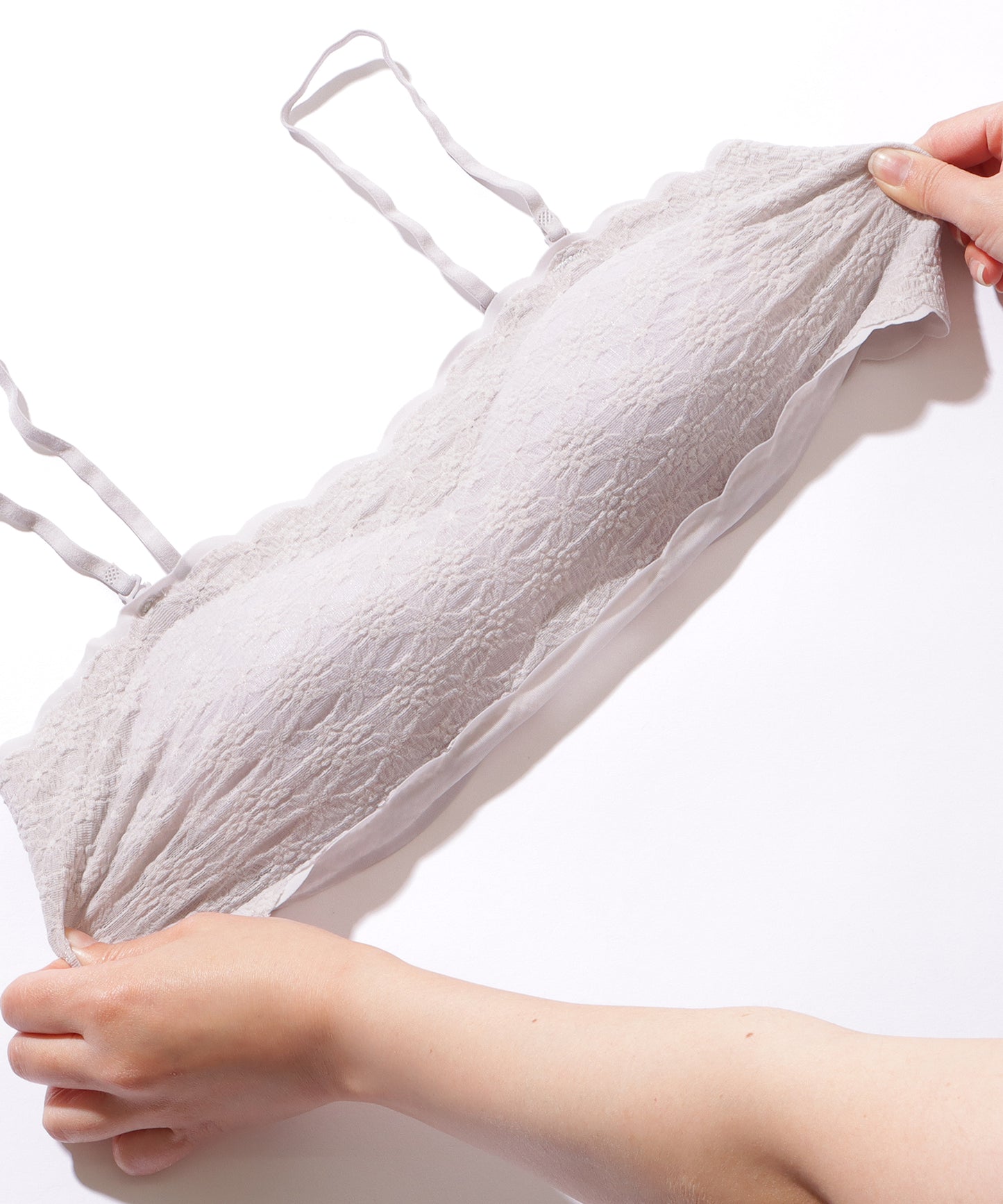 カップ付き 2WAY フラワー レース スカラップ チューブトップ