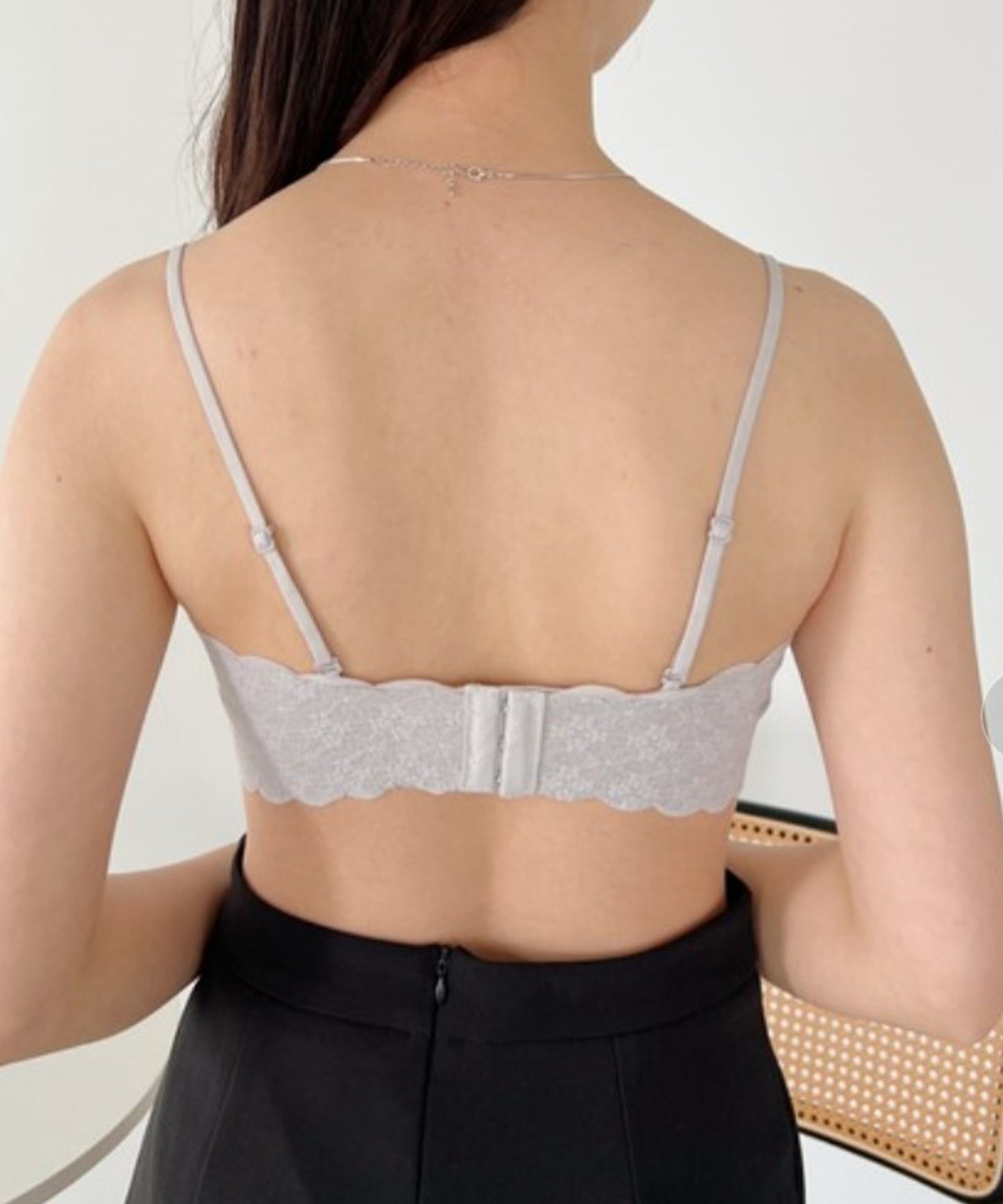 カップ付き 2WAY フラワー レース スカラップ チューブトップ