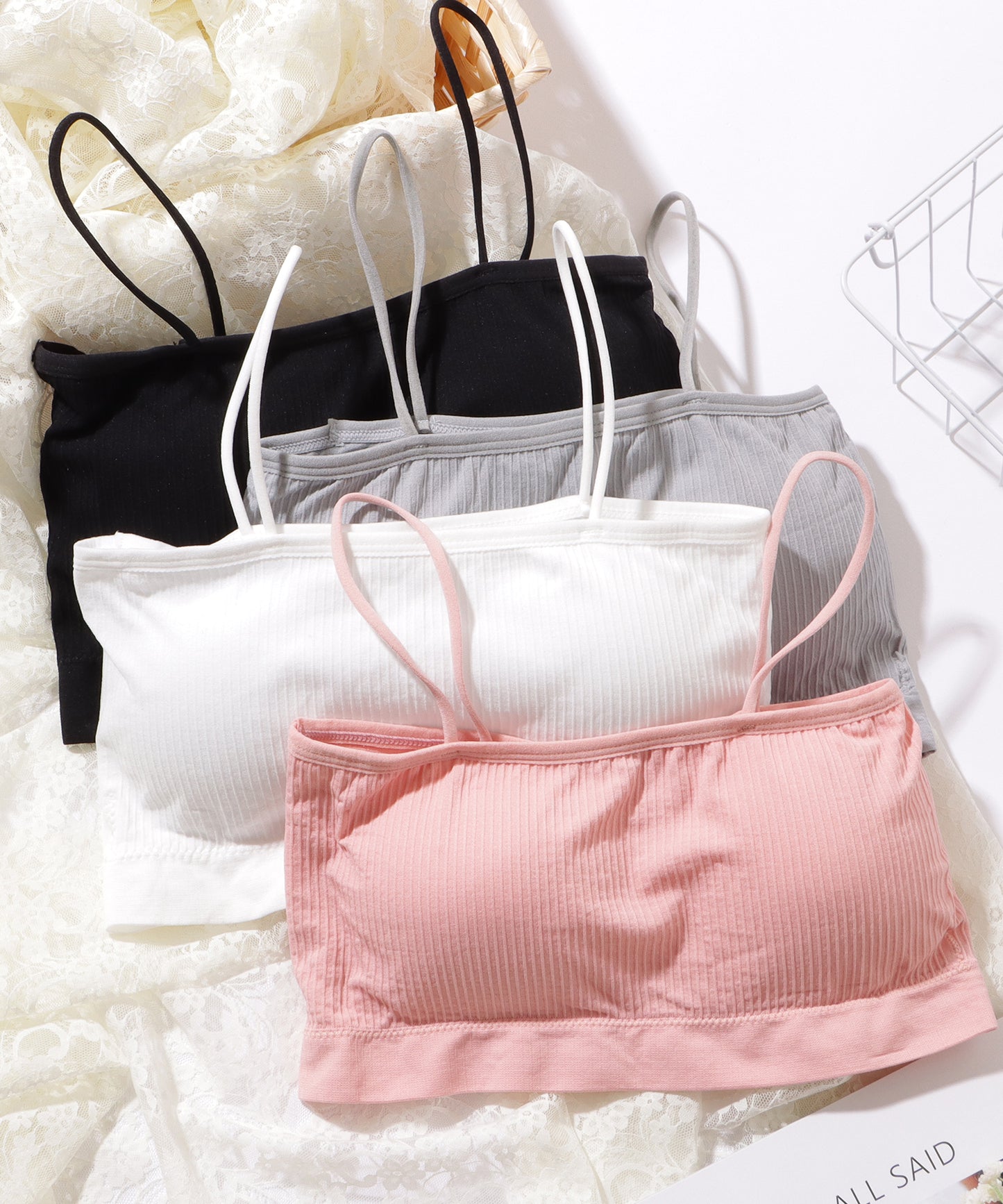 ベーシック カラー リブ ノンワイヤー ブラトップ