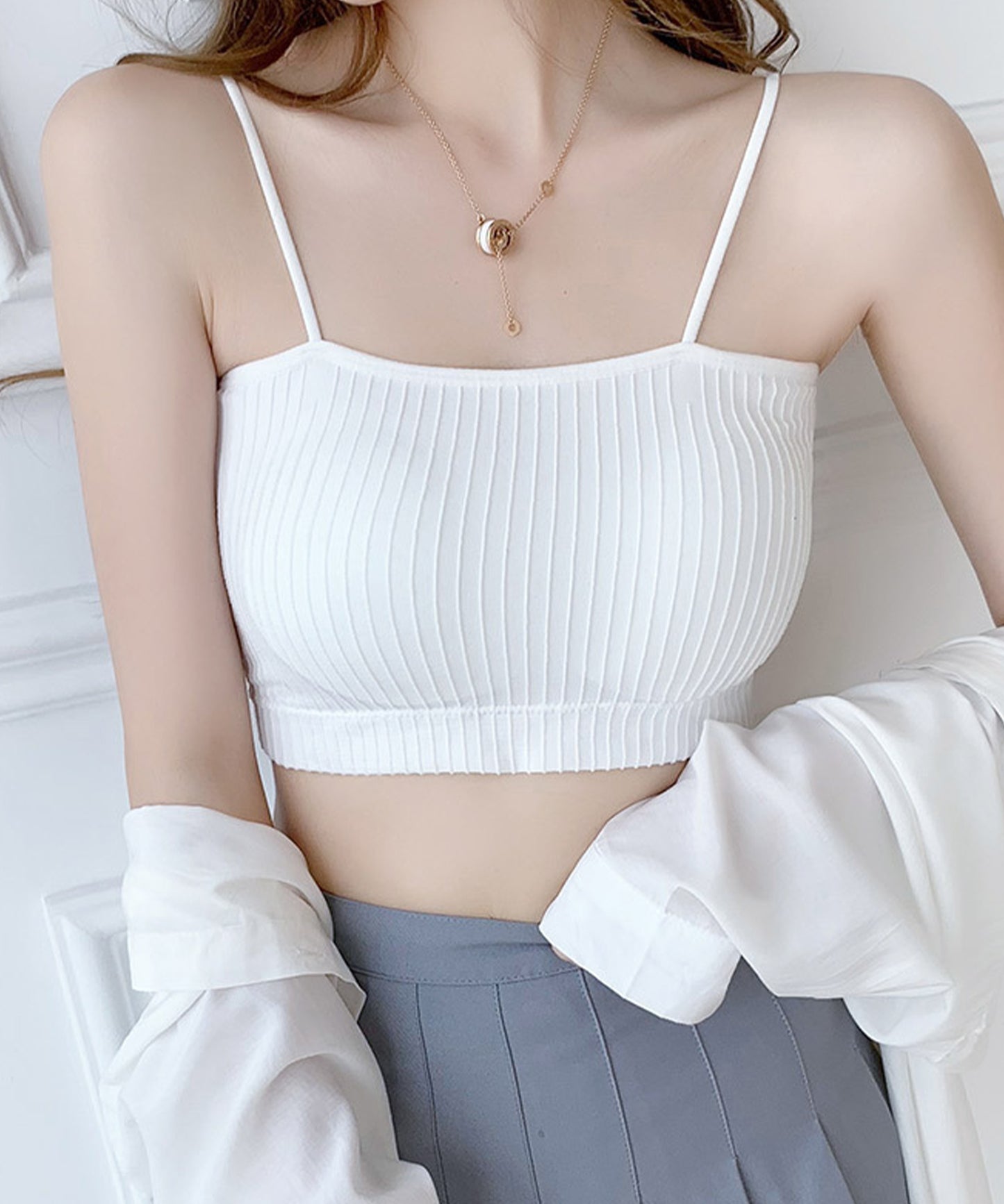 ベーシック カラー リブ ノンワイヤー ブラトップ