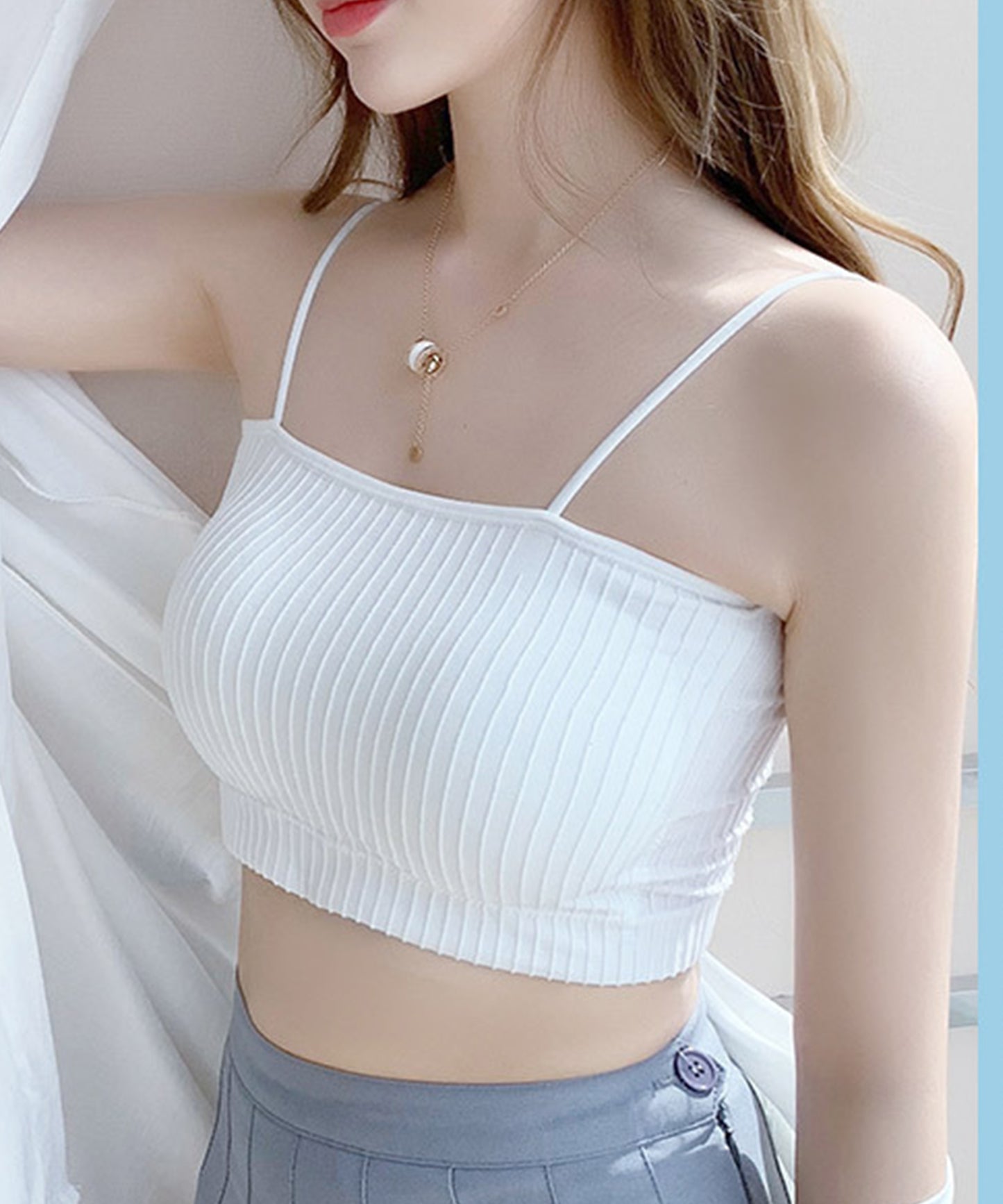 ベーシック カラー リブ ノンワイヤー ブラトップ