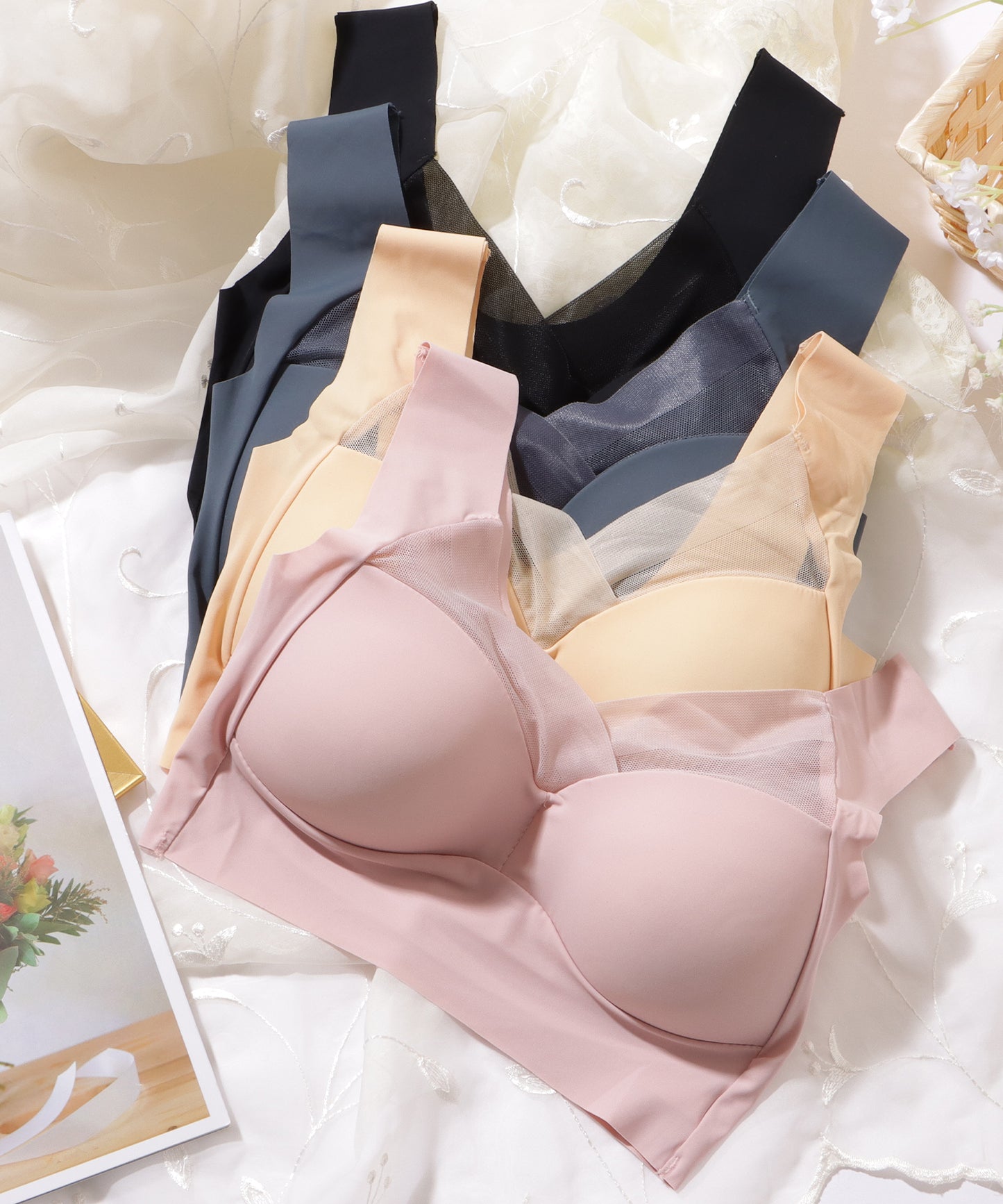 シアー ドッキング 美シルエット ノンワイヤー ハーフトップ