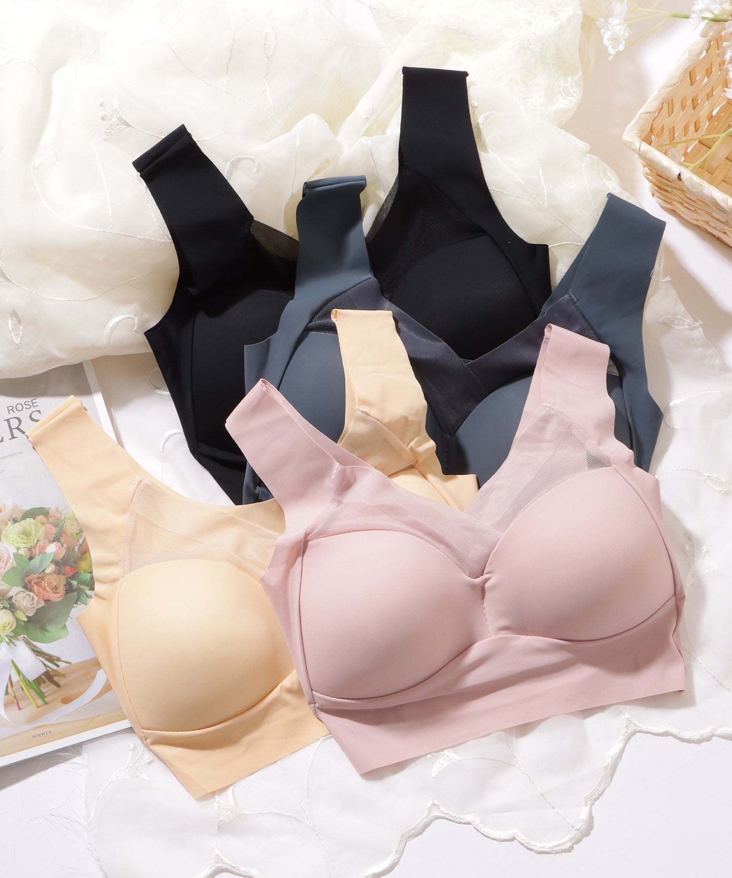 シアー ドッキング 美シルエット ノンワイヤー ハーフトップ