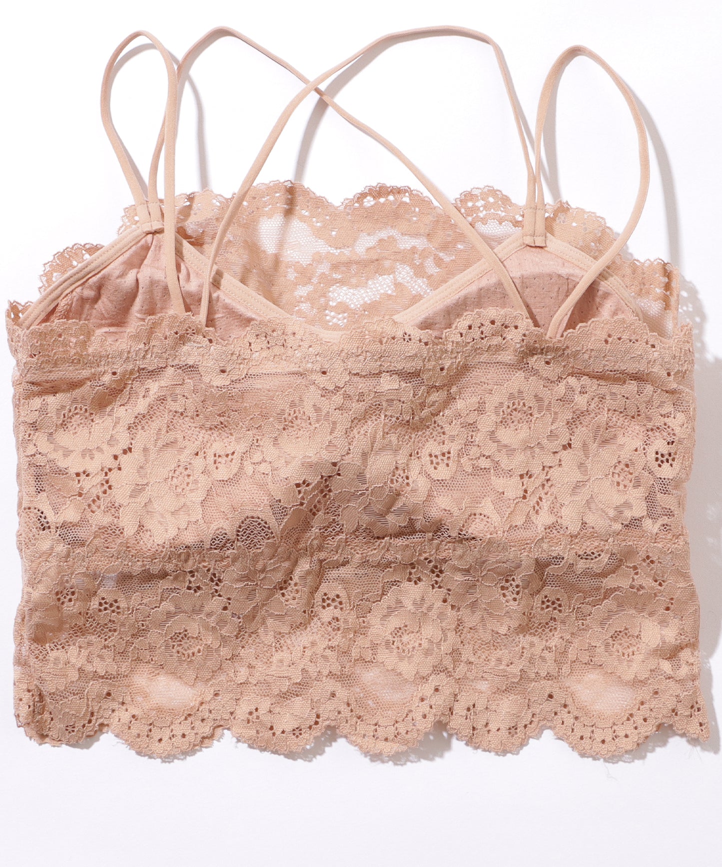 クロス ストラップ スカラップ レース ノンワイヤー ブラ