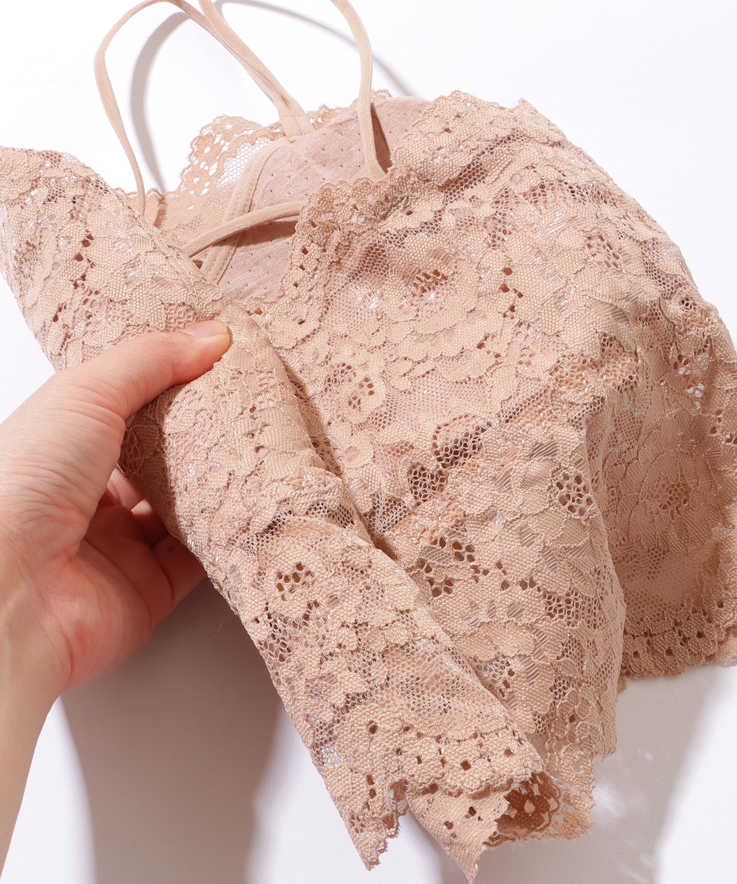 クロス ストラップ スカラップ レース ノンワイヤー ブラ