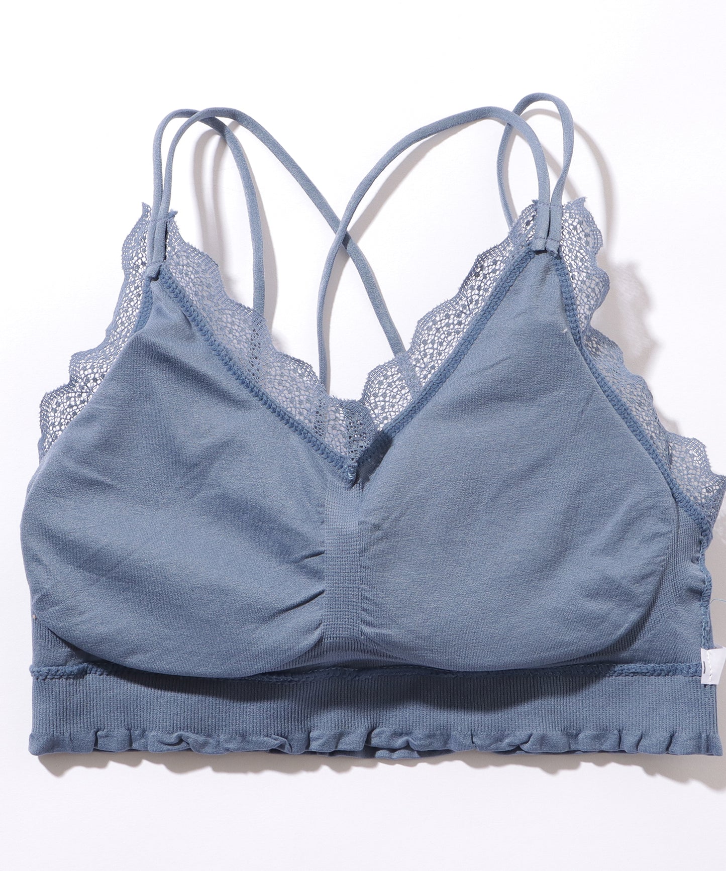 レース付き バック クロス ノンワイヤー ブラ