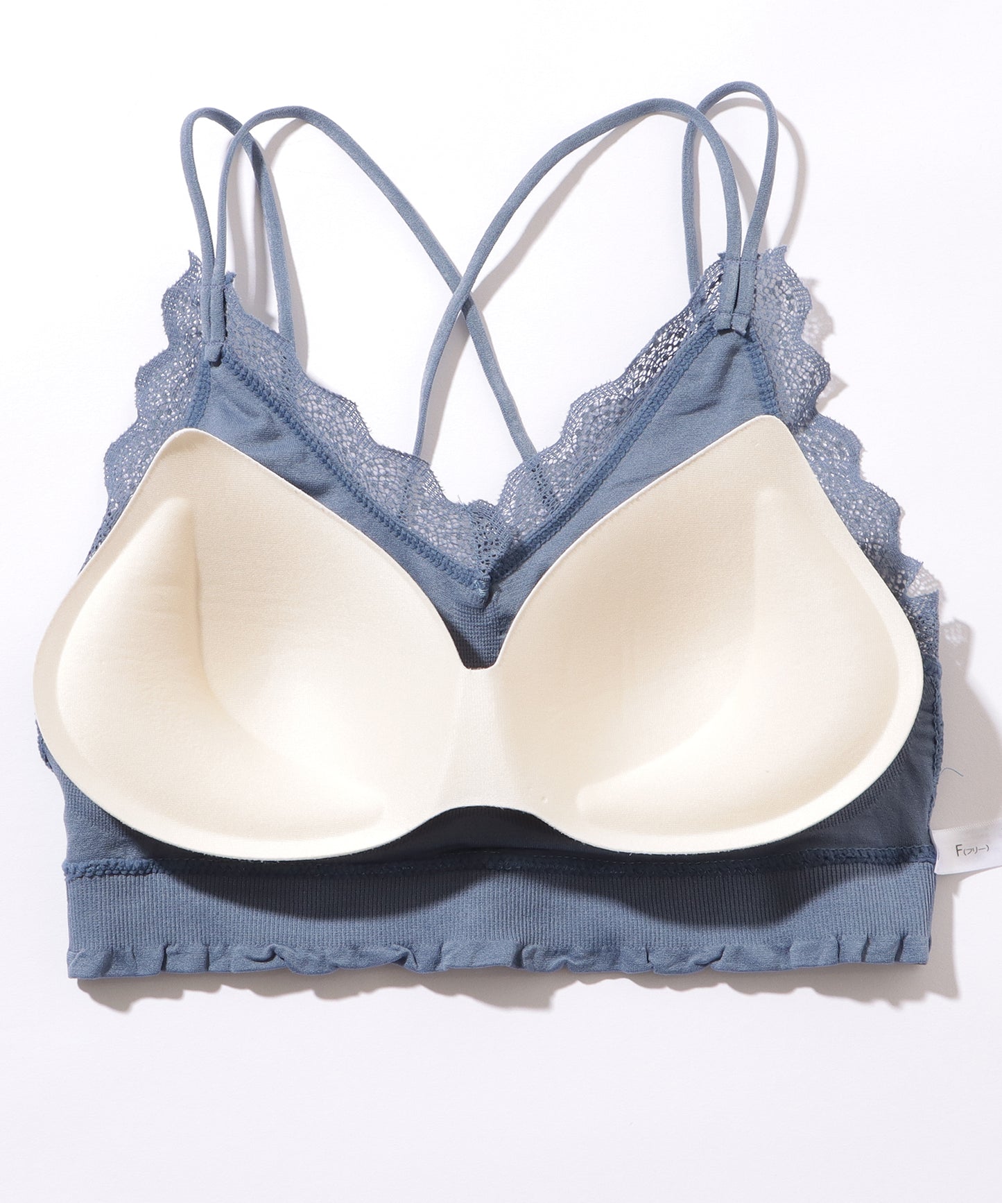 レース付き バック クロス ノンワイヤー ブラ