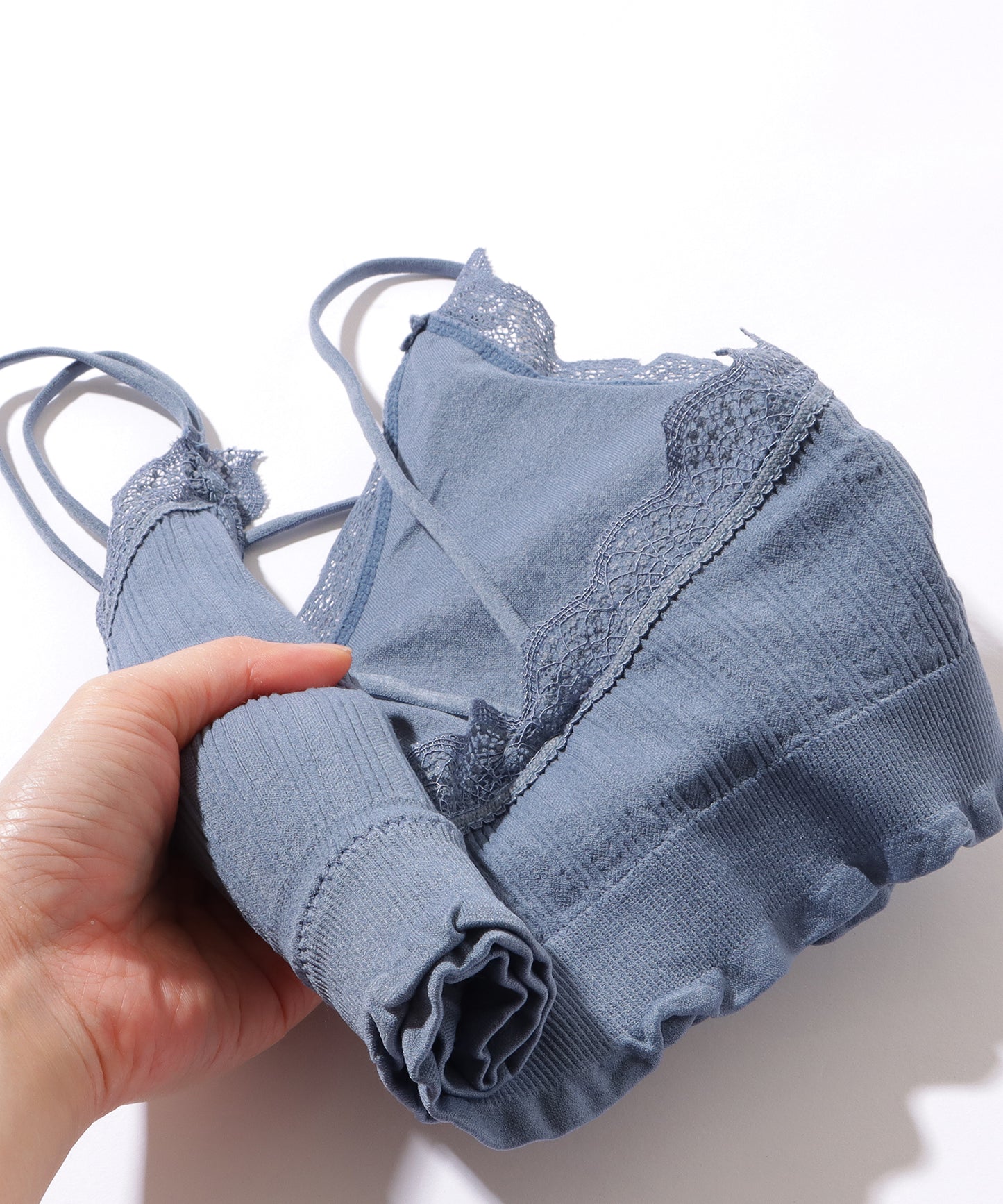 レース付き バック クロス ノンワイヤー ブラ