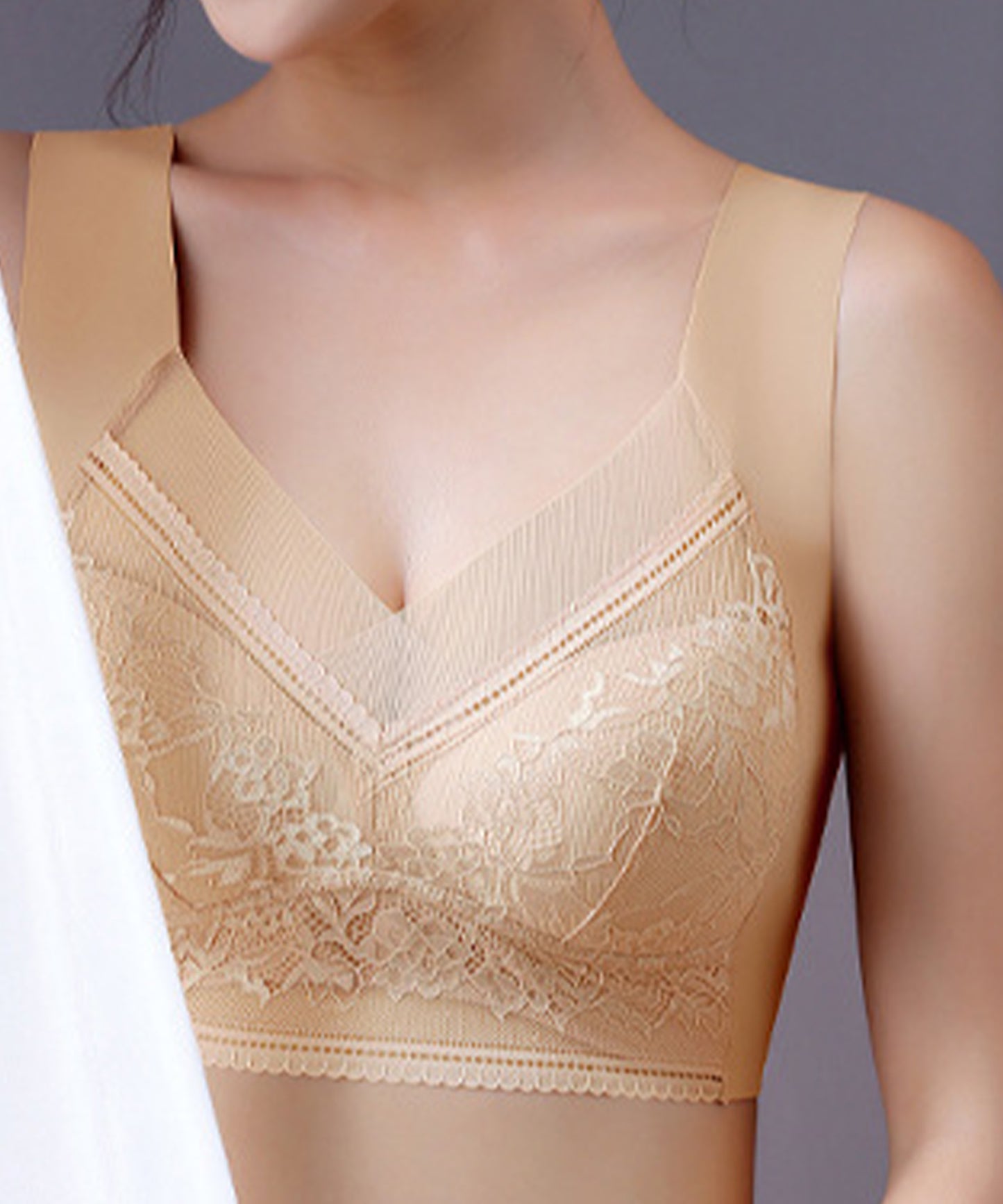 レース × シアー ドッキング ノンワイヤー ブラ ナイトブラ