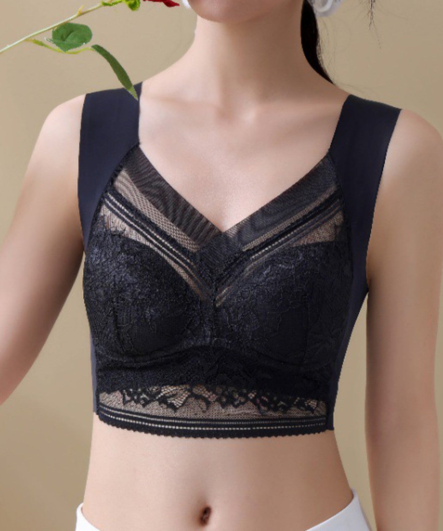 レース × シアー ドッキング ノンワイヤー ブラ ナイトブラ