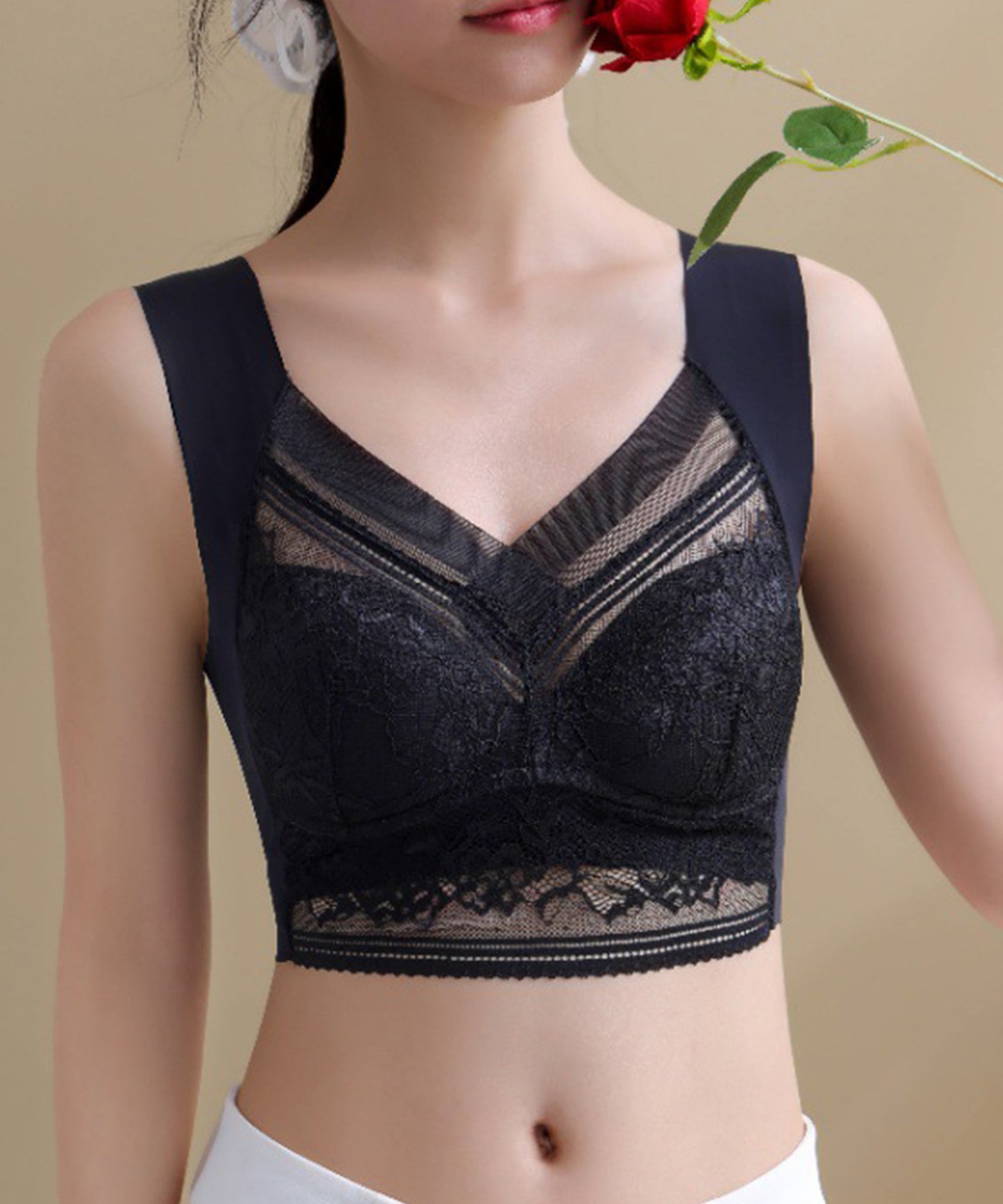 レース × シアー ドッキング ノンワイヤー ブラ ナイトブラ