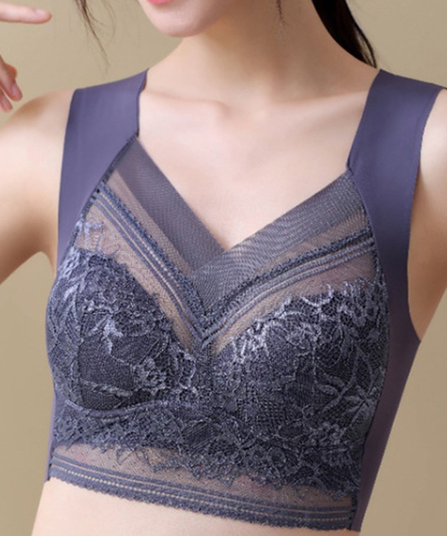 レース × シアー ドッキング ノンワイヤー ブラ ナイトブラ
