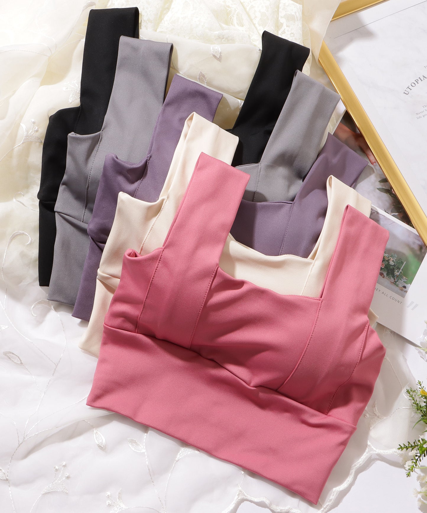 ベーシック カラー スポーツ ハーフトップ ブラ