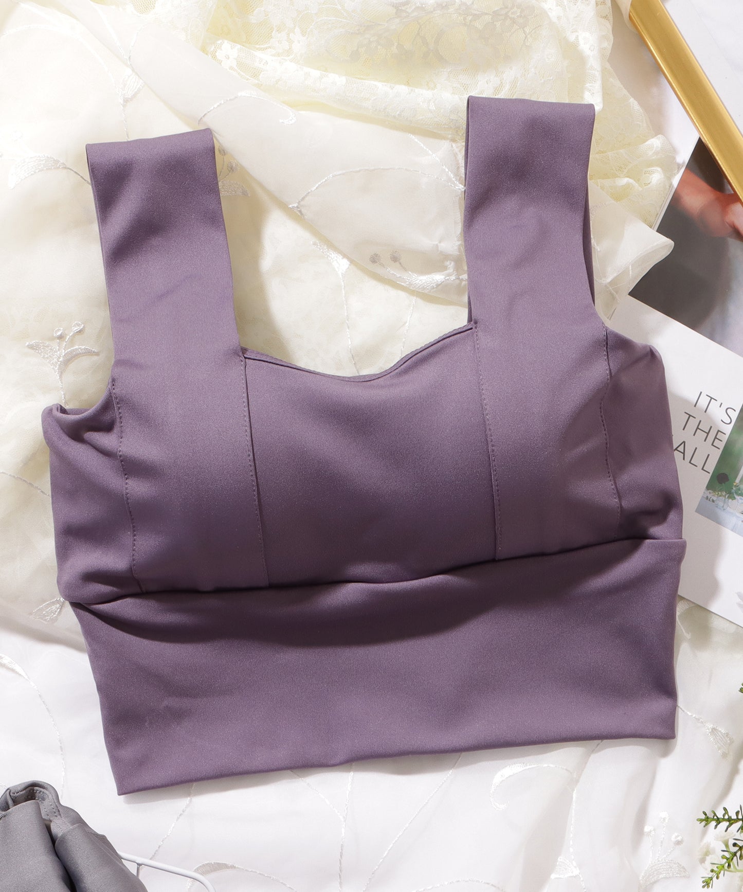 ベーシック カラー スポーツ ハーフトップ ブラ