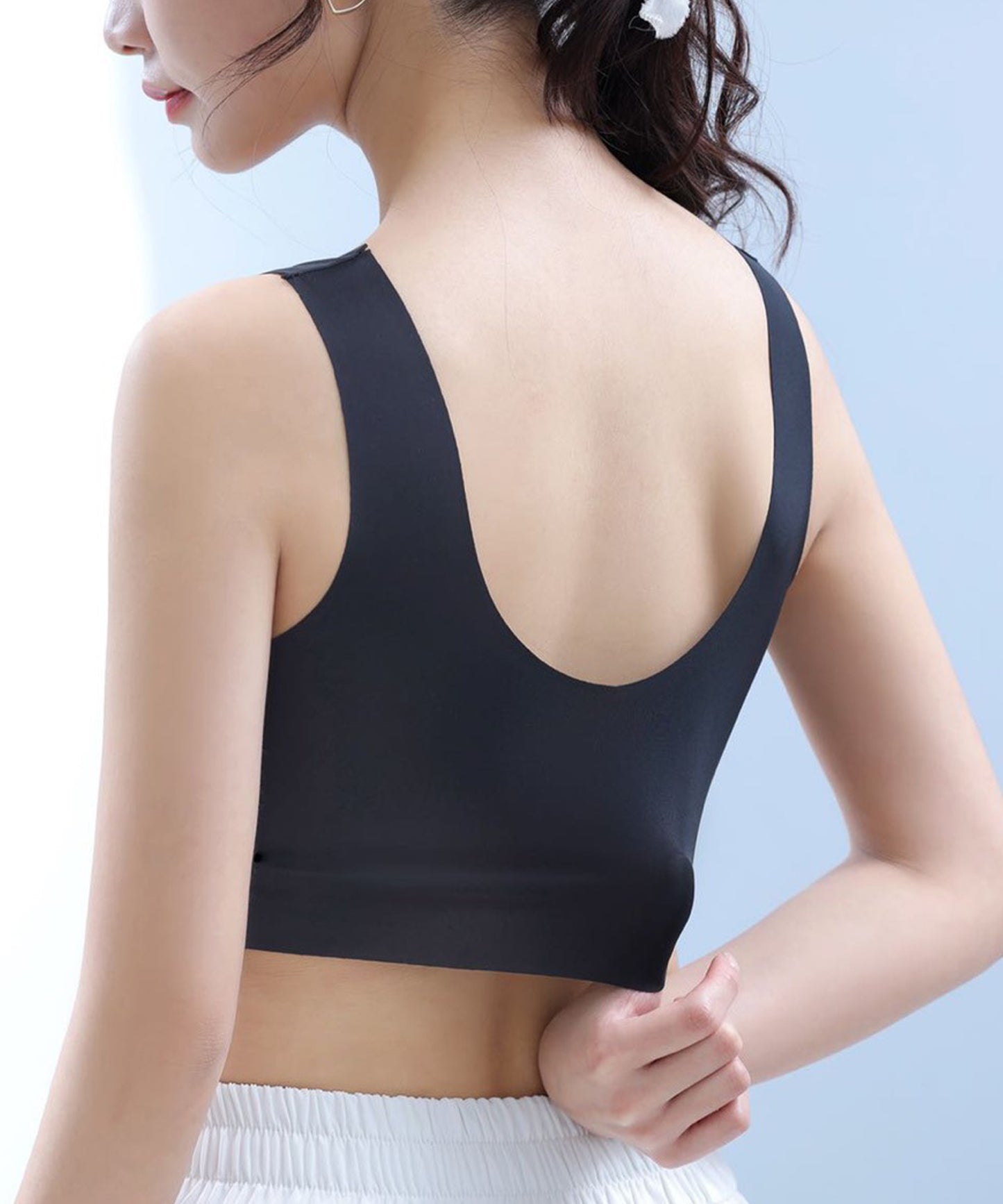 シェブロン柄 レース リボン ノンワイヤー ブラ ナイトブラ