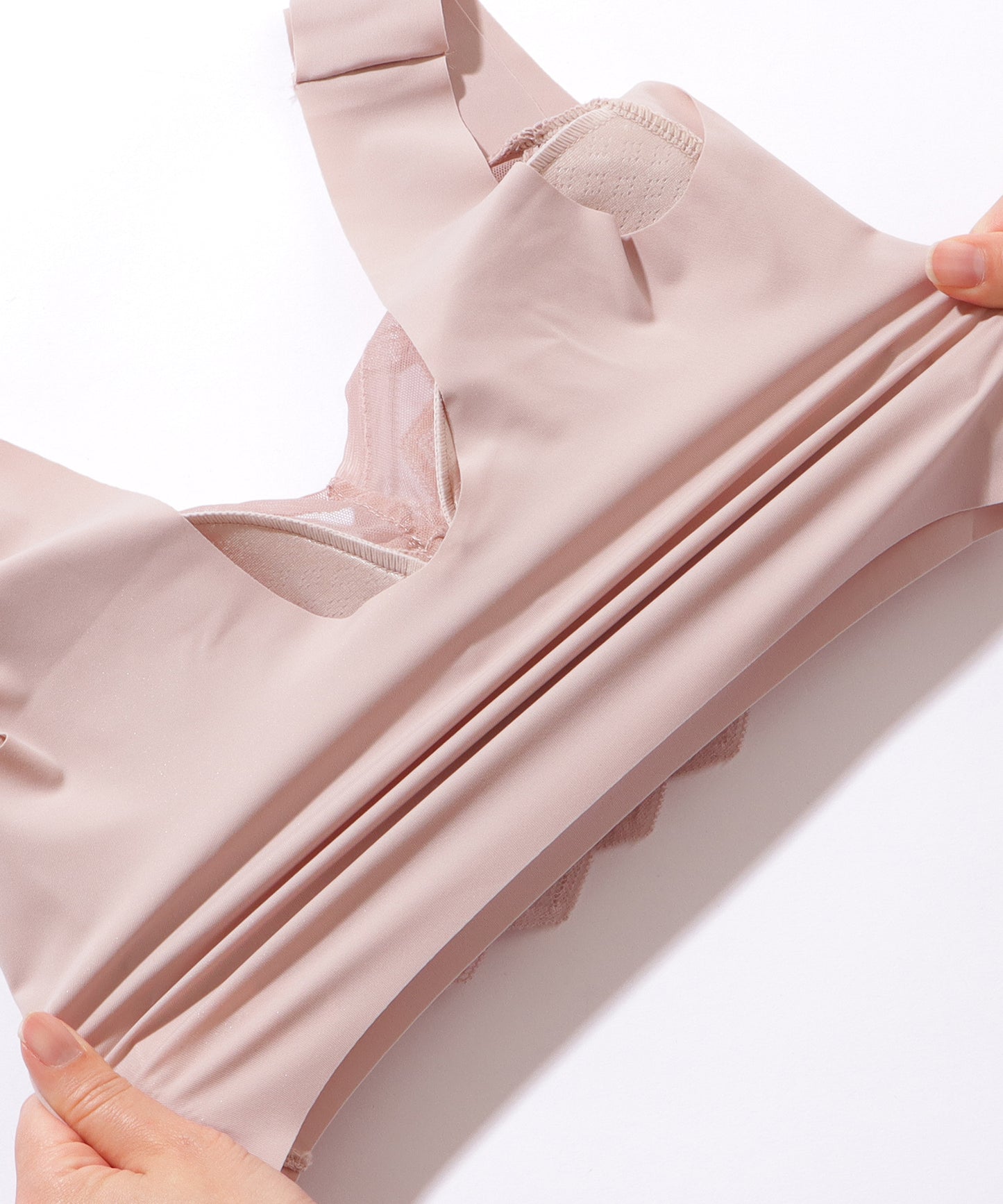 シェブロン柄 レース リボン ノンワイヤー ブラ ナイトブラ