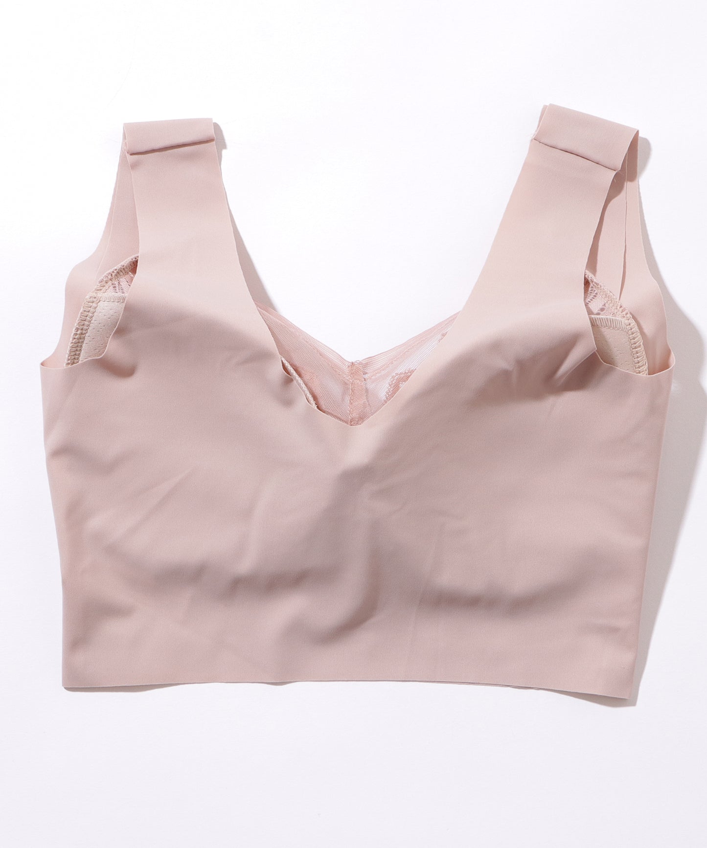 シェブロン柄 レース リボン ノンワイヤー ブラ ナイトブラ