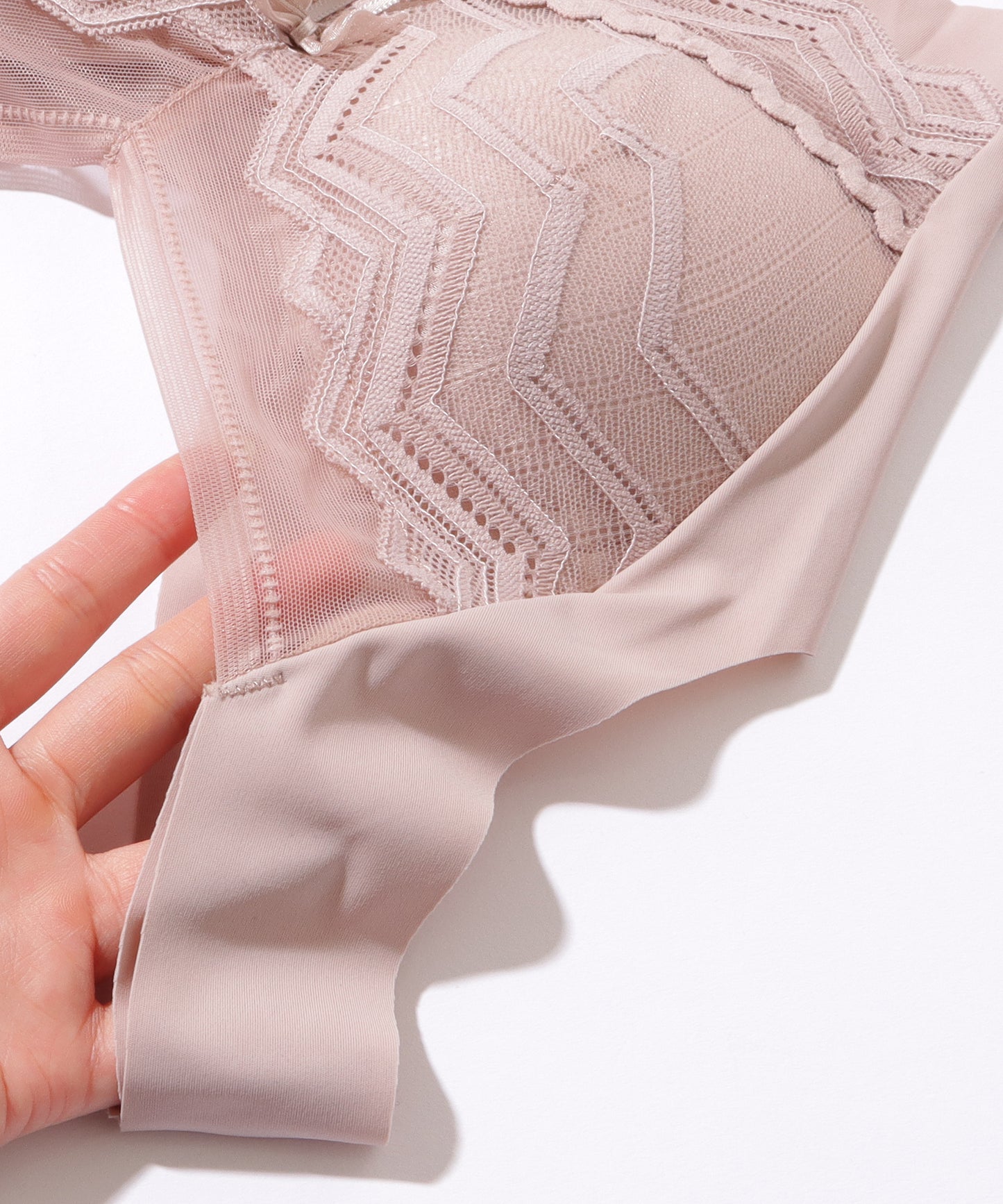 シェブロン柄 レース リボン ノンワイヤー ブラ ナイトブラ