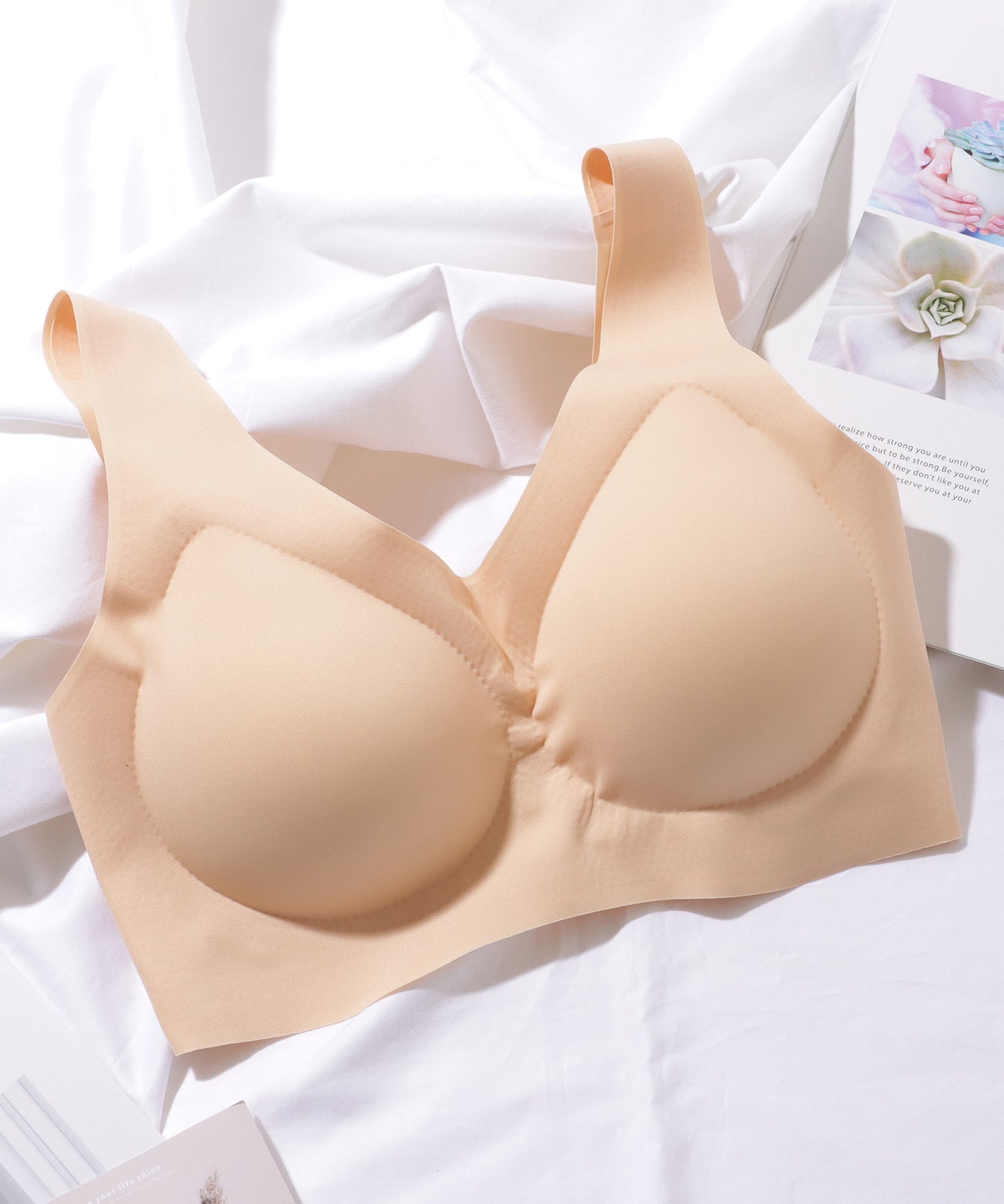 ソリッド カラー シームレス ノンワイヤーブラ ナイトブラ