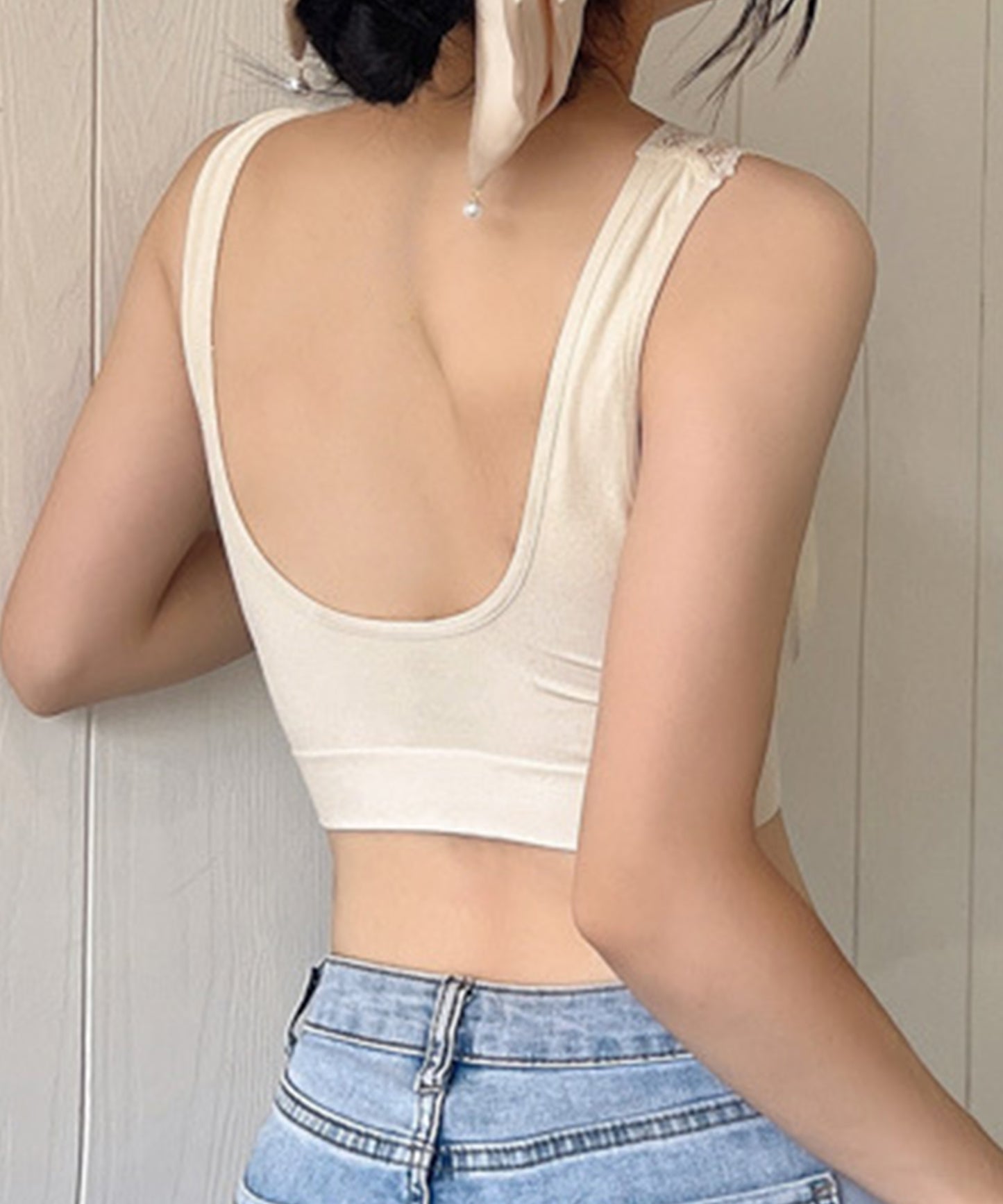 フラワー レース ノンワイヤー Vネック ブラジャー ナイトブラ