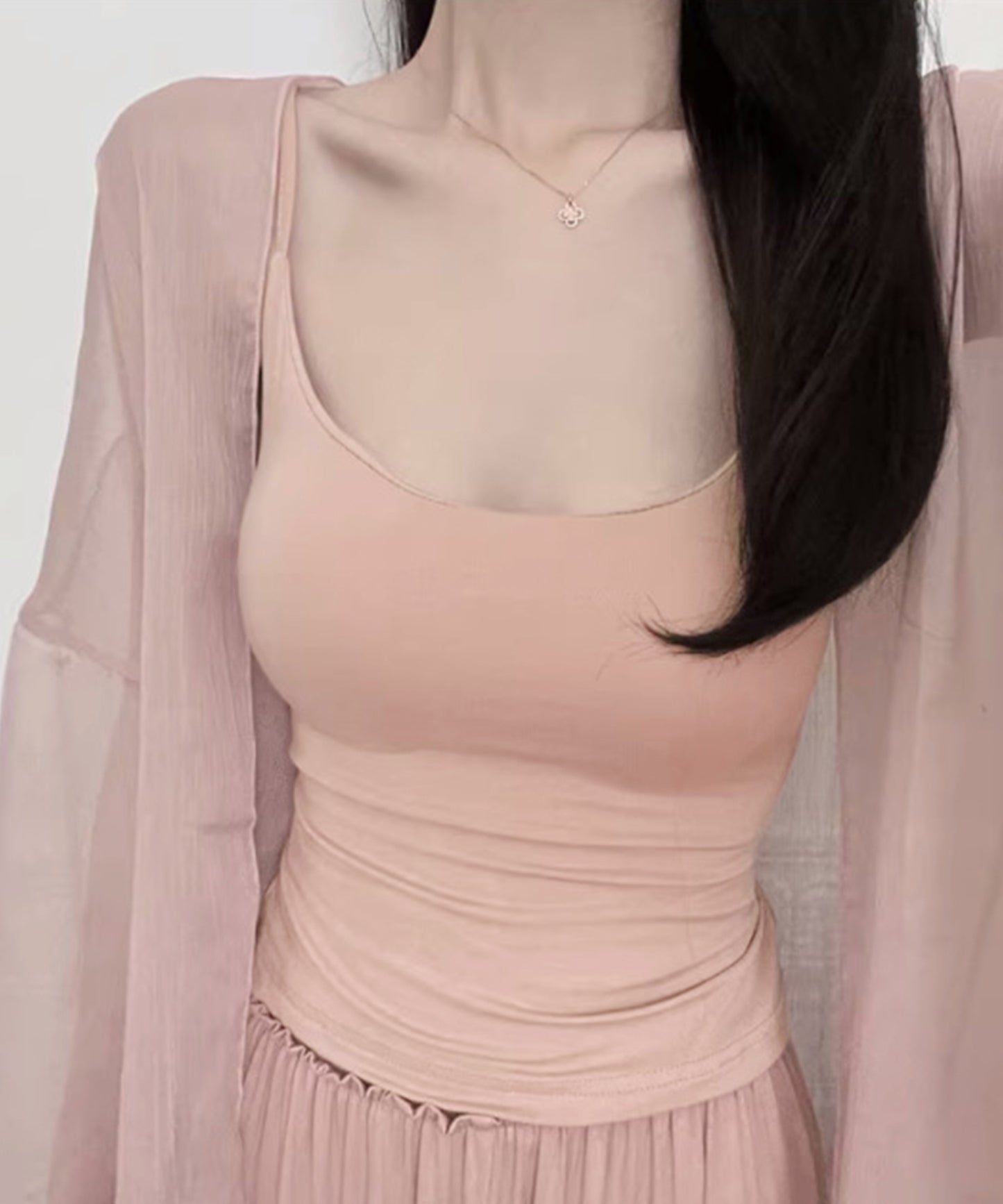 ソリッドカラー カップ付き ベーシック キャミソール トップス