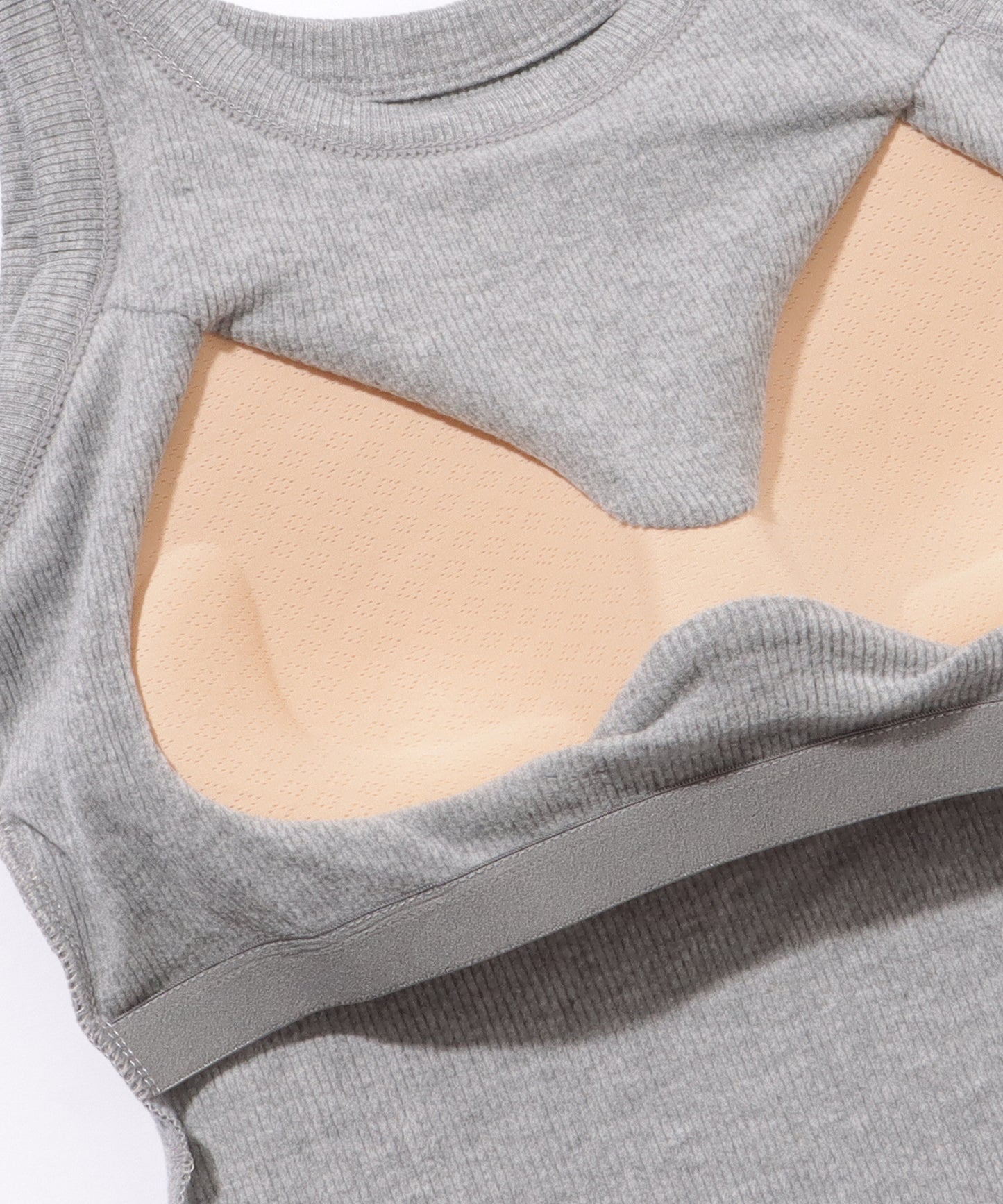 ソリッドカラー カップ付き リブ ベーシック タンクトップ