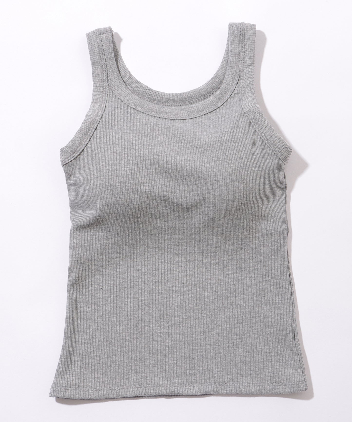 ソリッドカラー カップ付き リブ ベーシック タンクトップ