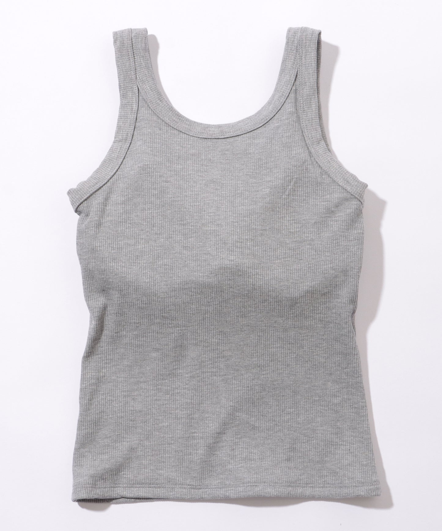 ソリッドカラー カップ付き リブ ベーシック タンクトップ