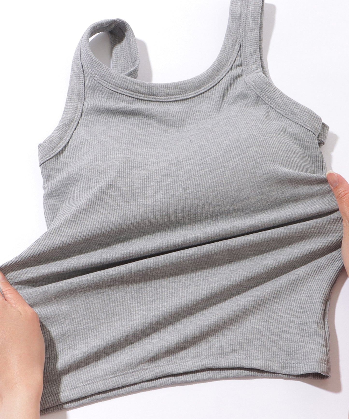 ソリッドカラー カップ付き リブ ベーシック タンクトップ