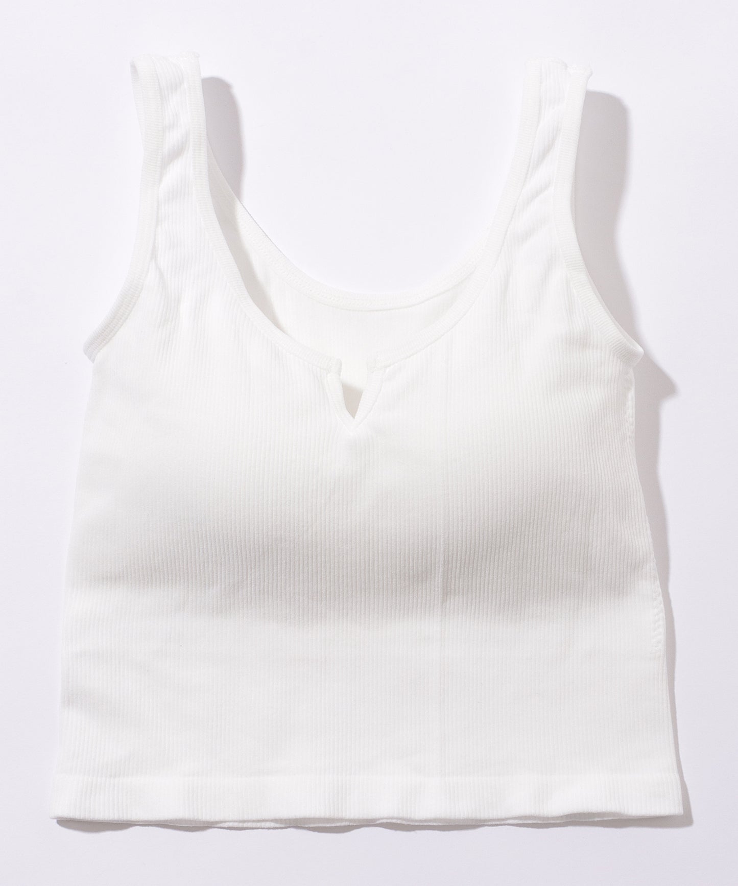 キーネック クロップド リブ カップ付き タンクトップ