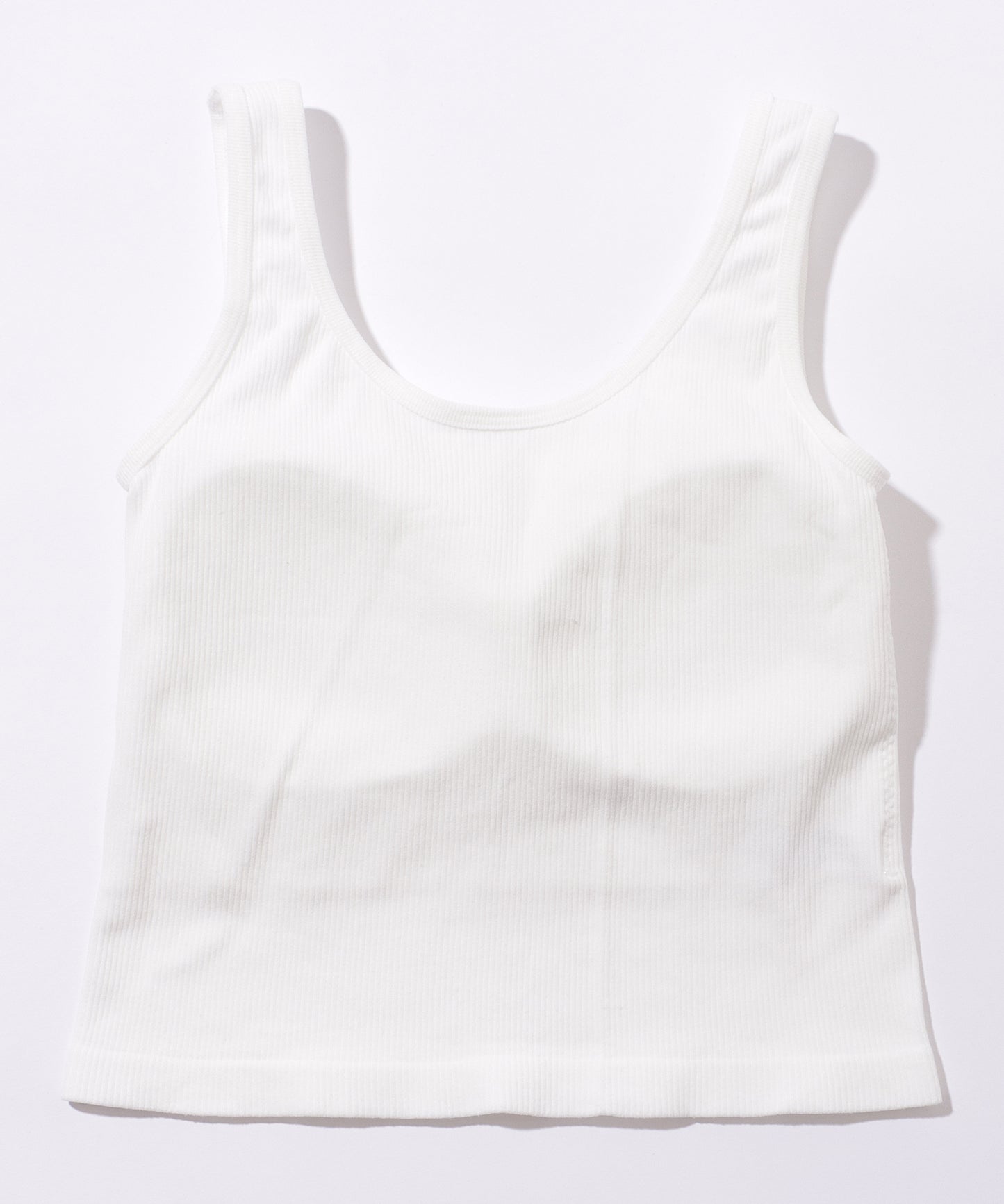 キーネック クロップド リブ カップ付き タンクトップ