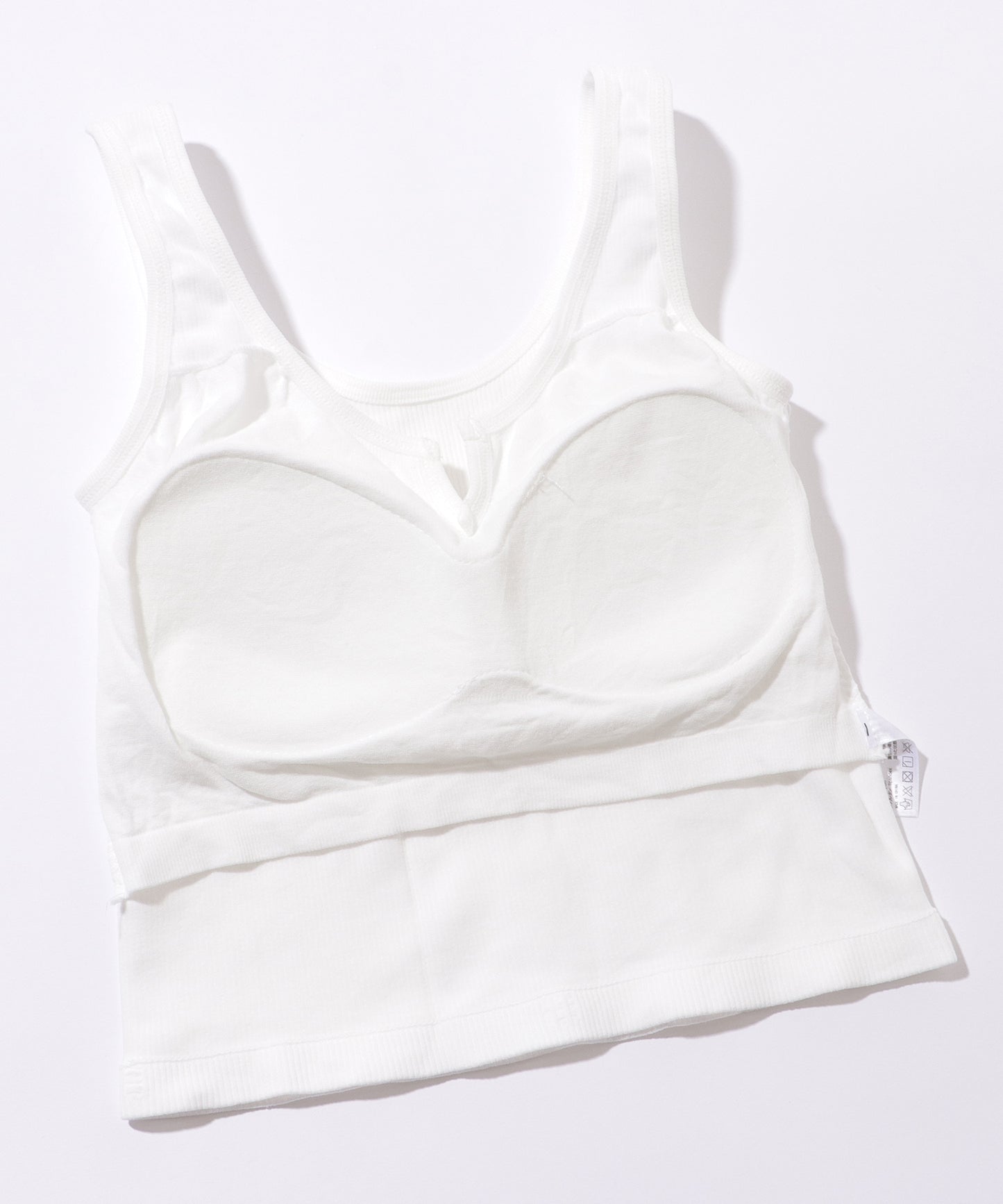 キーネック クロップド リブ カップ付き タンクトップ