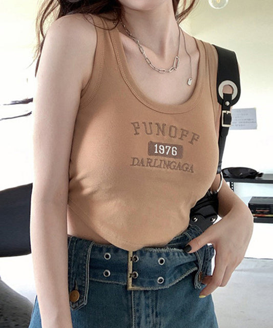 アルファベット ロゴ カップ付き クロップド タンクトップ