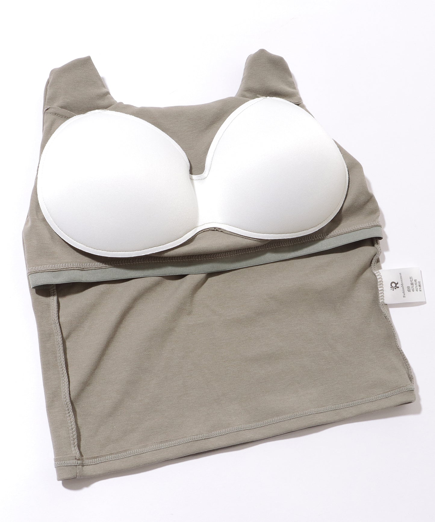 スクエアネック バッククロス クロップド カップ付き タンクトップ