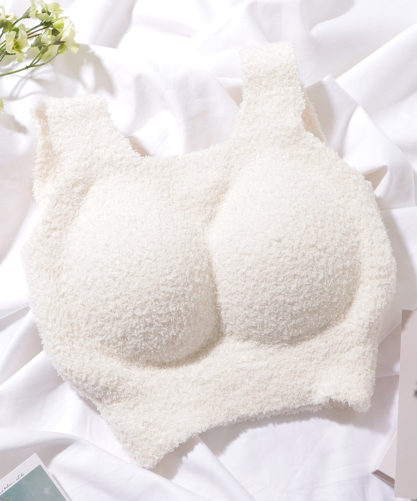 もこもこ ボア カップ付き クロップド タンクトップ