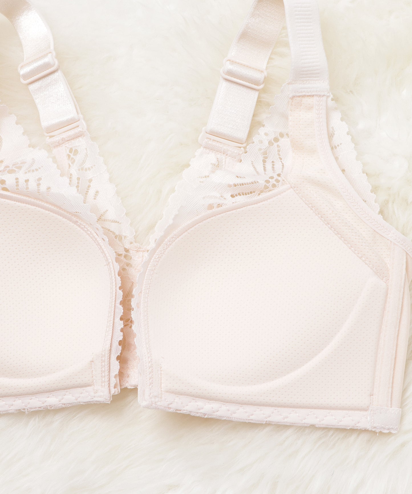 ノンワイヤー 脇高補正レースブラ&ショーツ 2点セット
