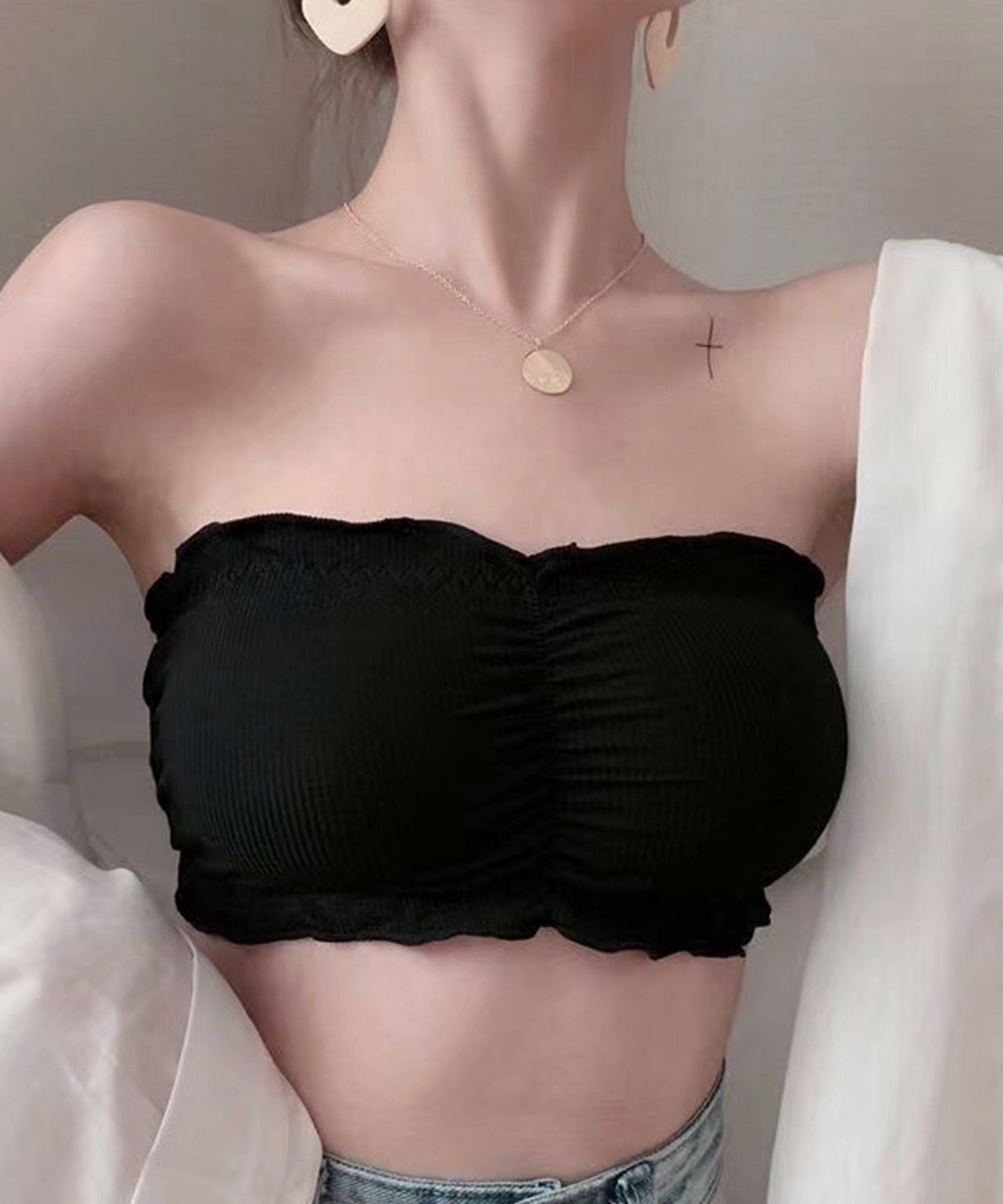 ノンワイヤーリブチューブブラ