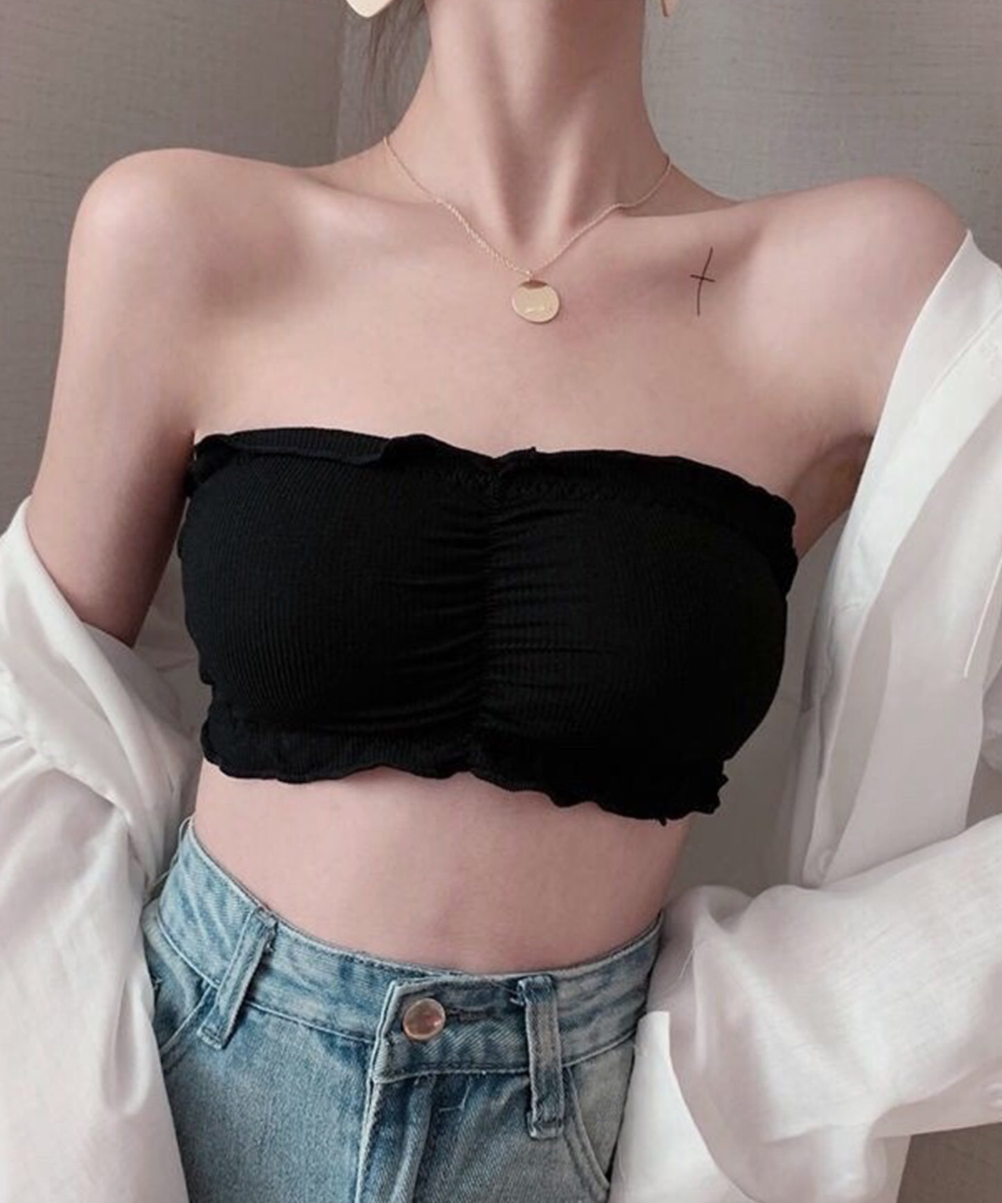 ノンワイヤーリブチューブブラ