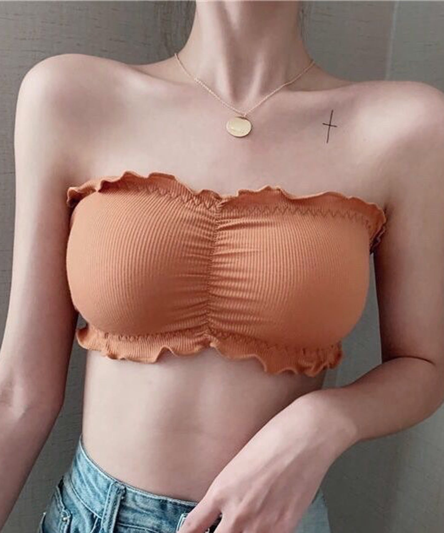 ノンワイヤーリブチューブブラ