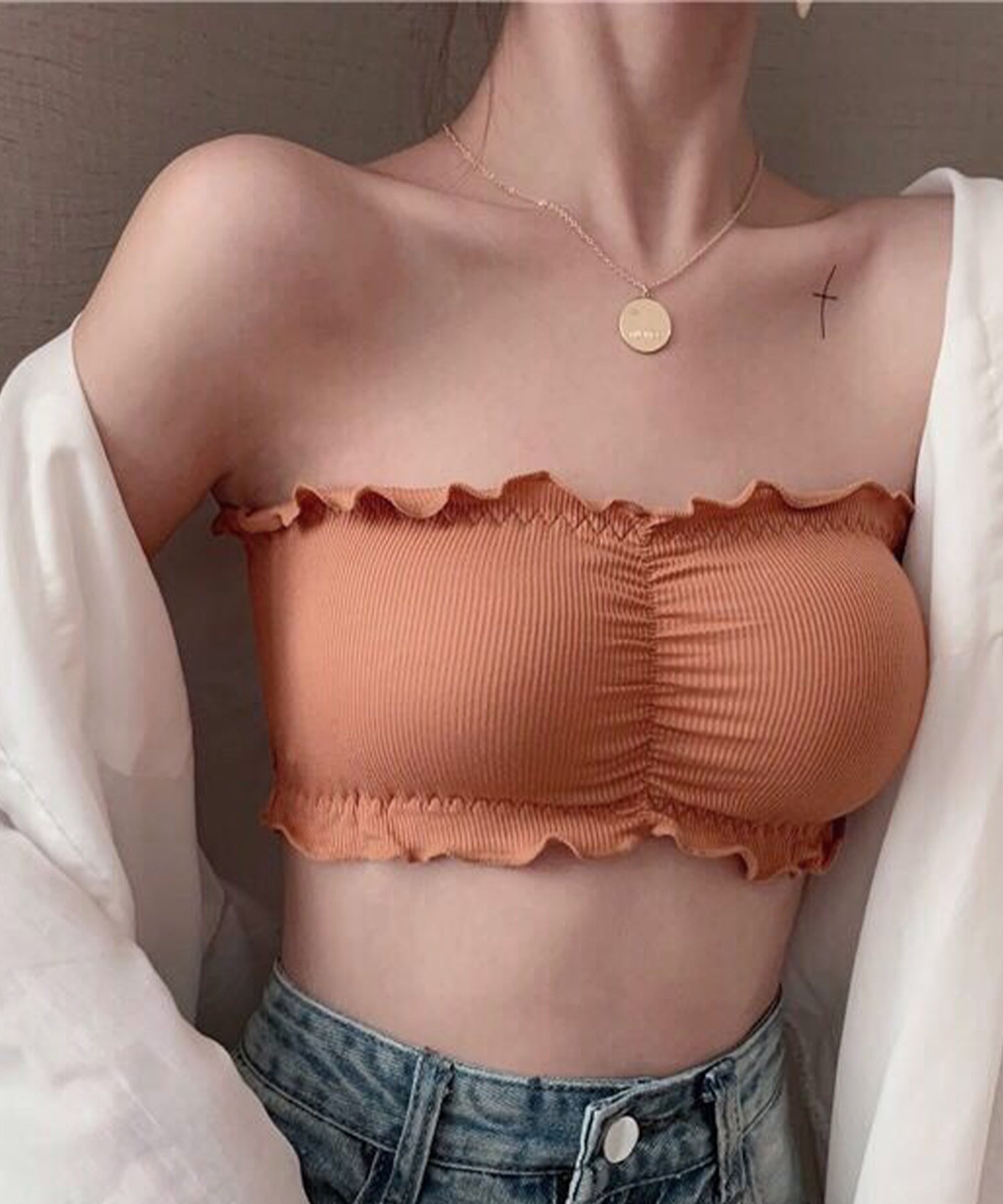 ノンワイヤーリブチューブブラ