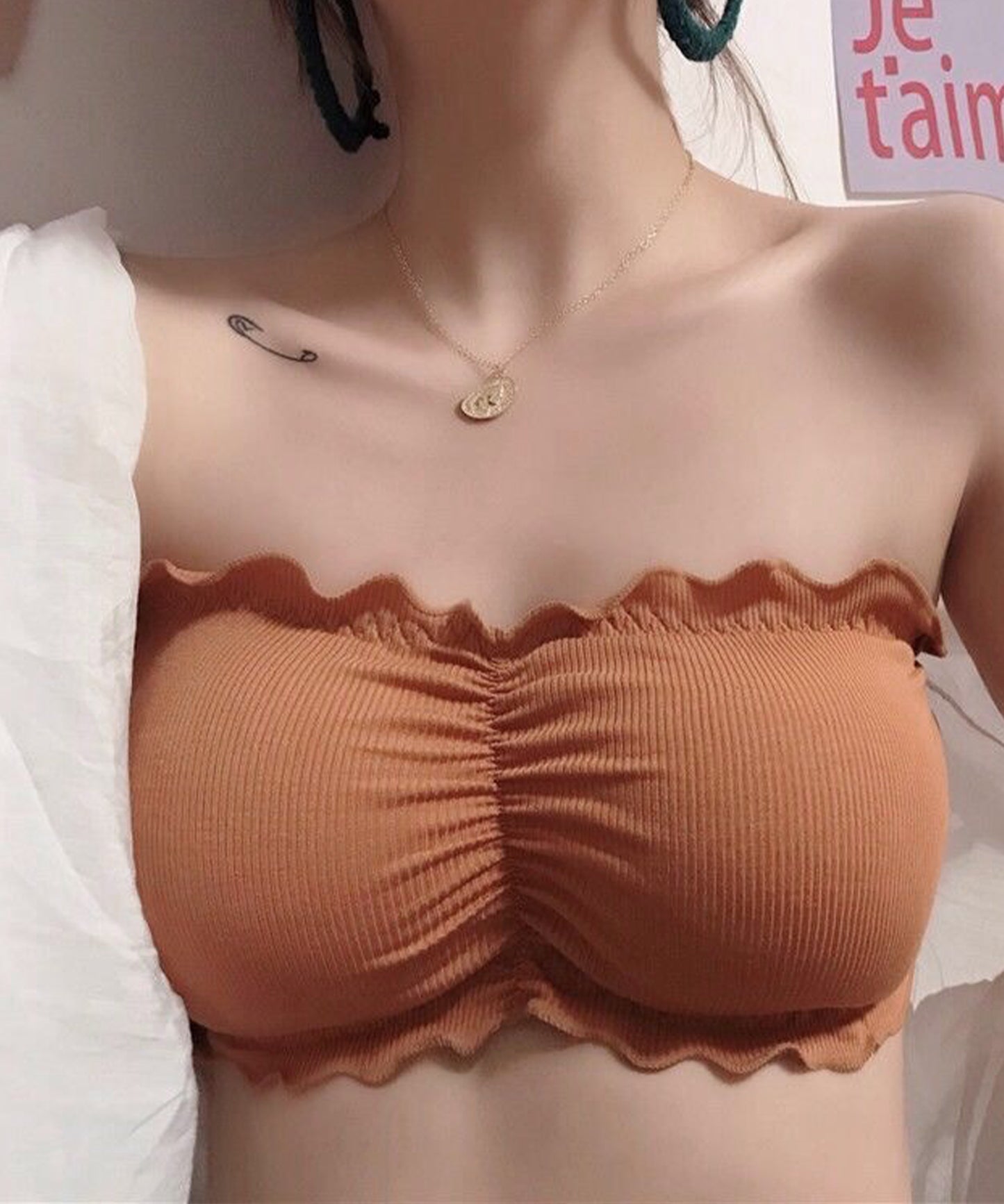 ノンワイヤーリブチューブブラ