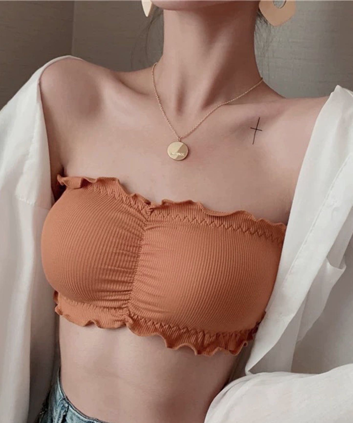 ノンワイヤーリブチューブブラ