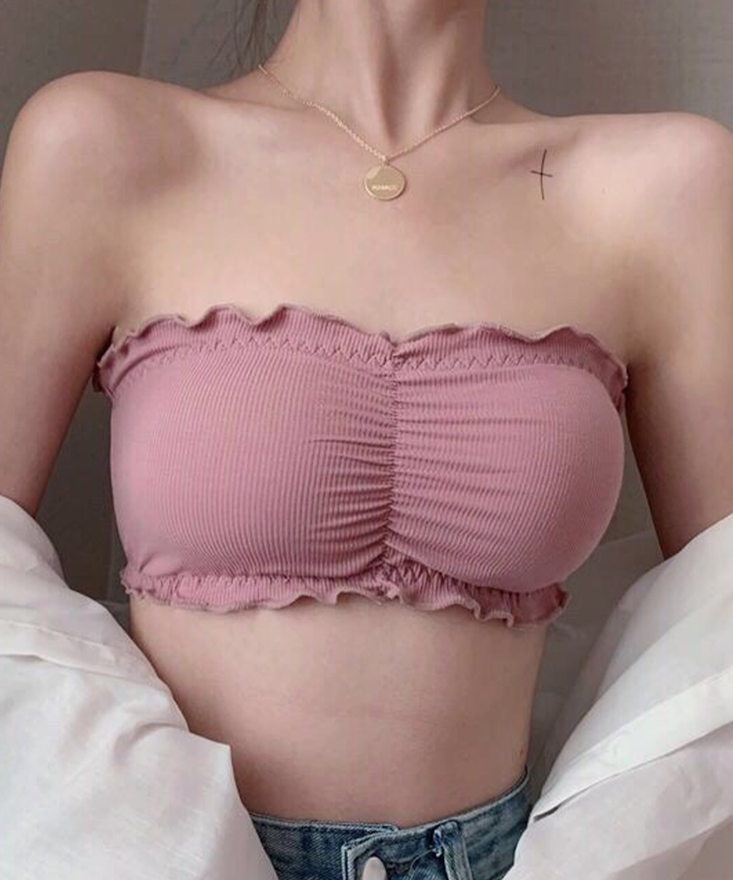 ノンワイヤーリブチューブブラ