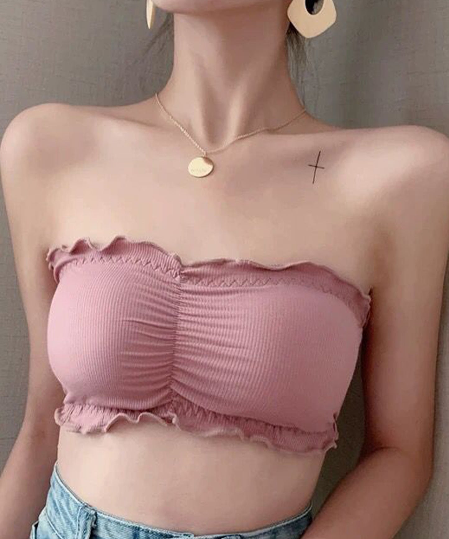 ノンワイヤーリブチューブブラ