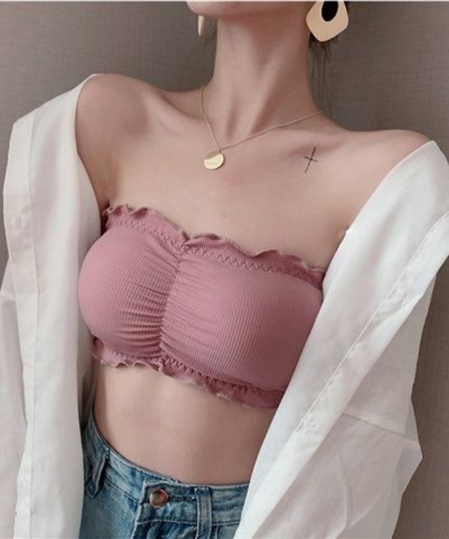 ノンワイヤーリブチューブブラ