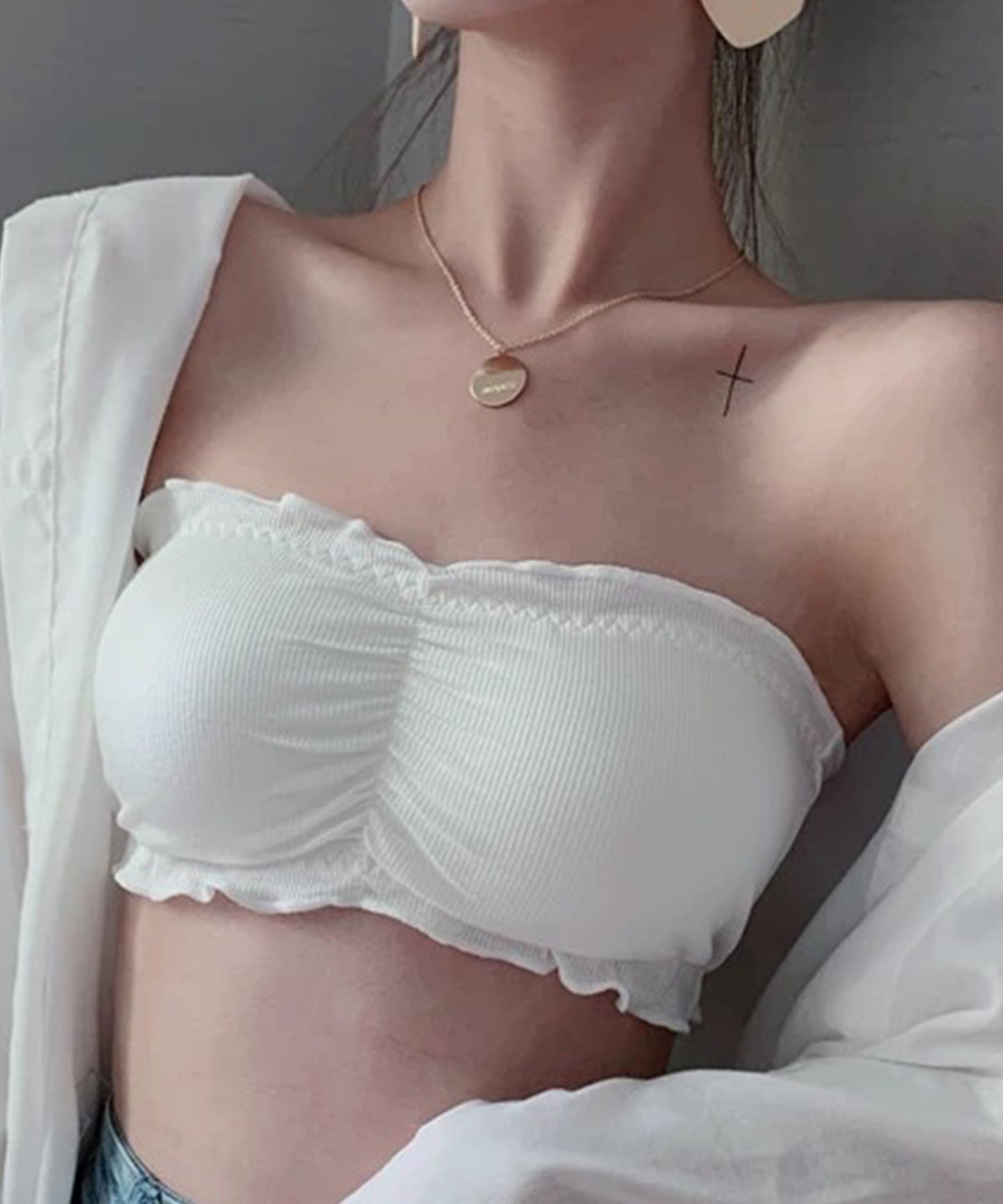 ノンワイヤーリブチューブブラ