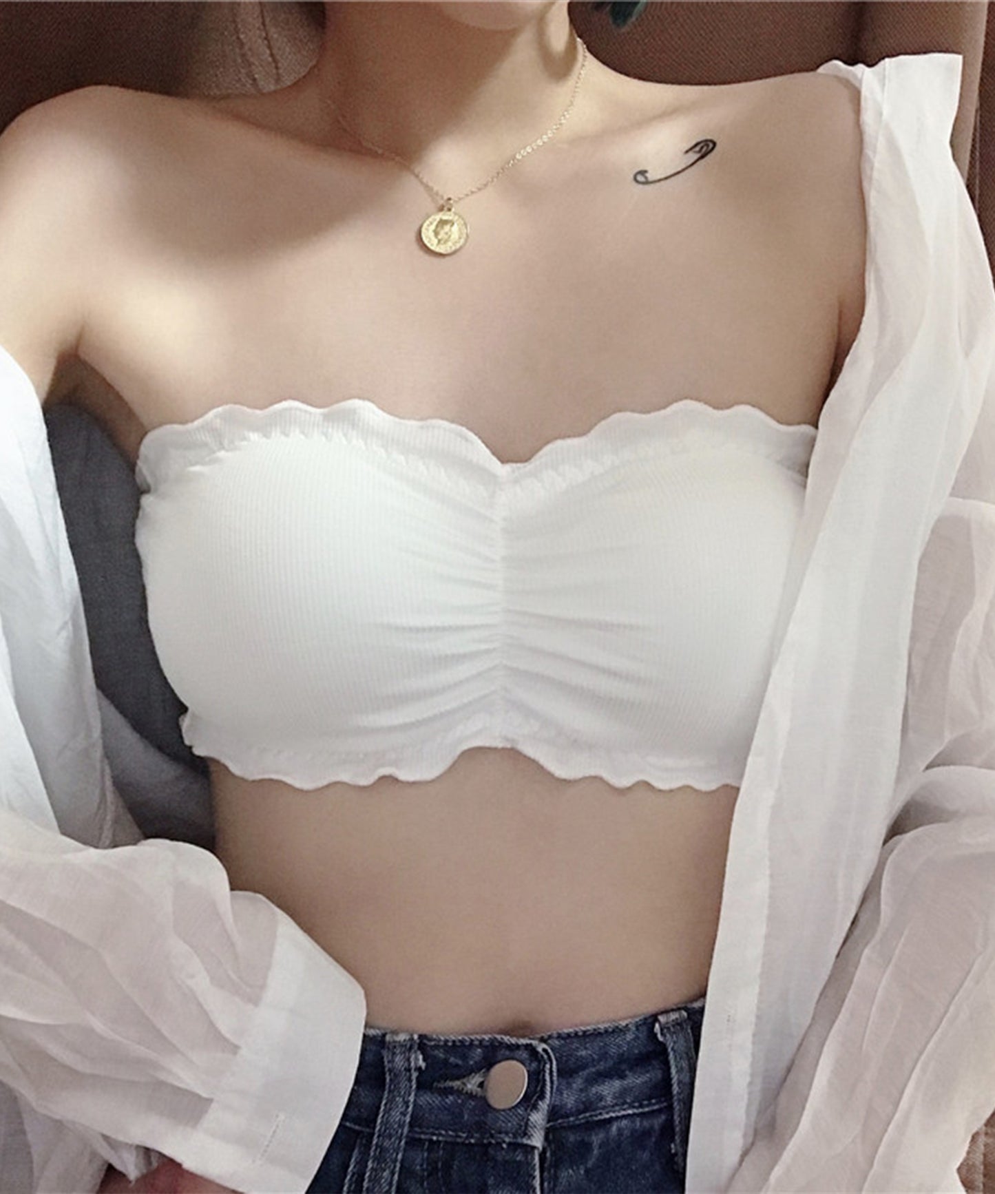 ノンワイヤーリブチューブブラ