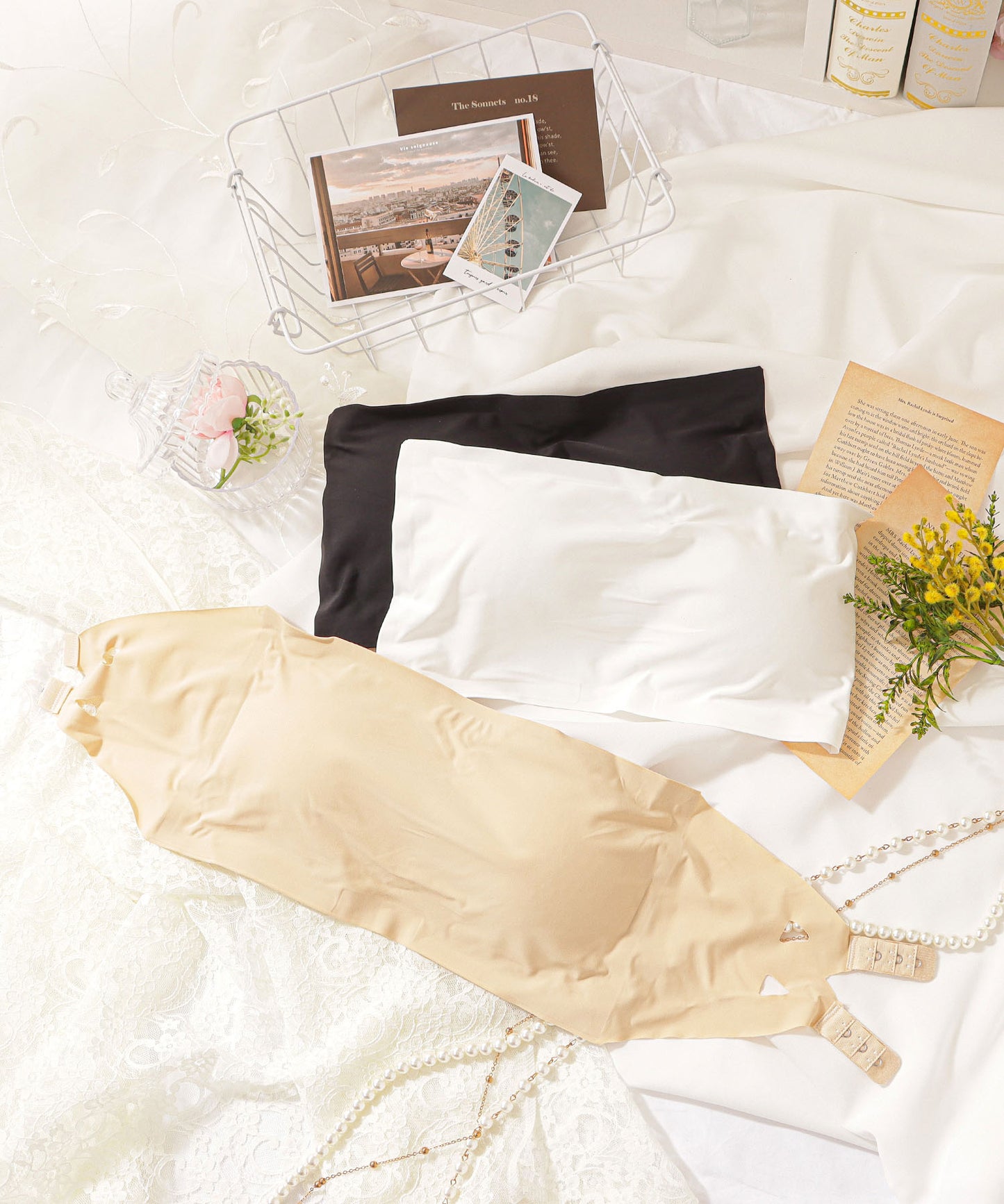 シームレスチューブトップブラ